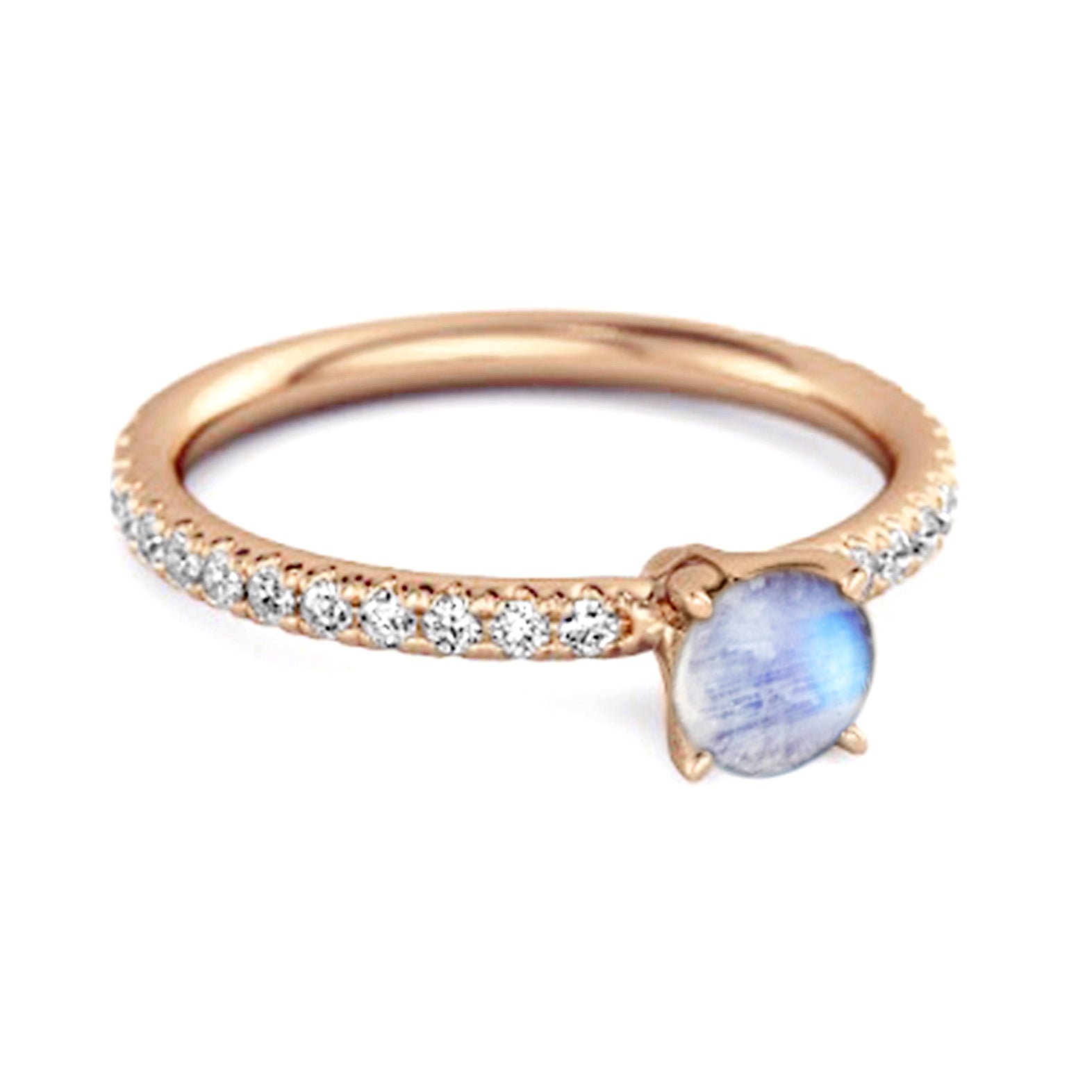 Moonstone Round Soliatire Ring – Sterling Silver