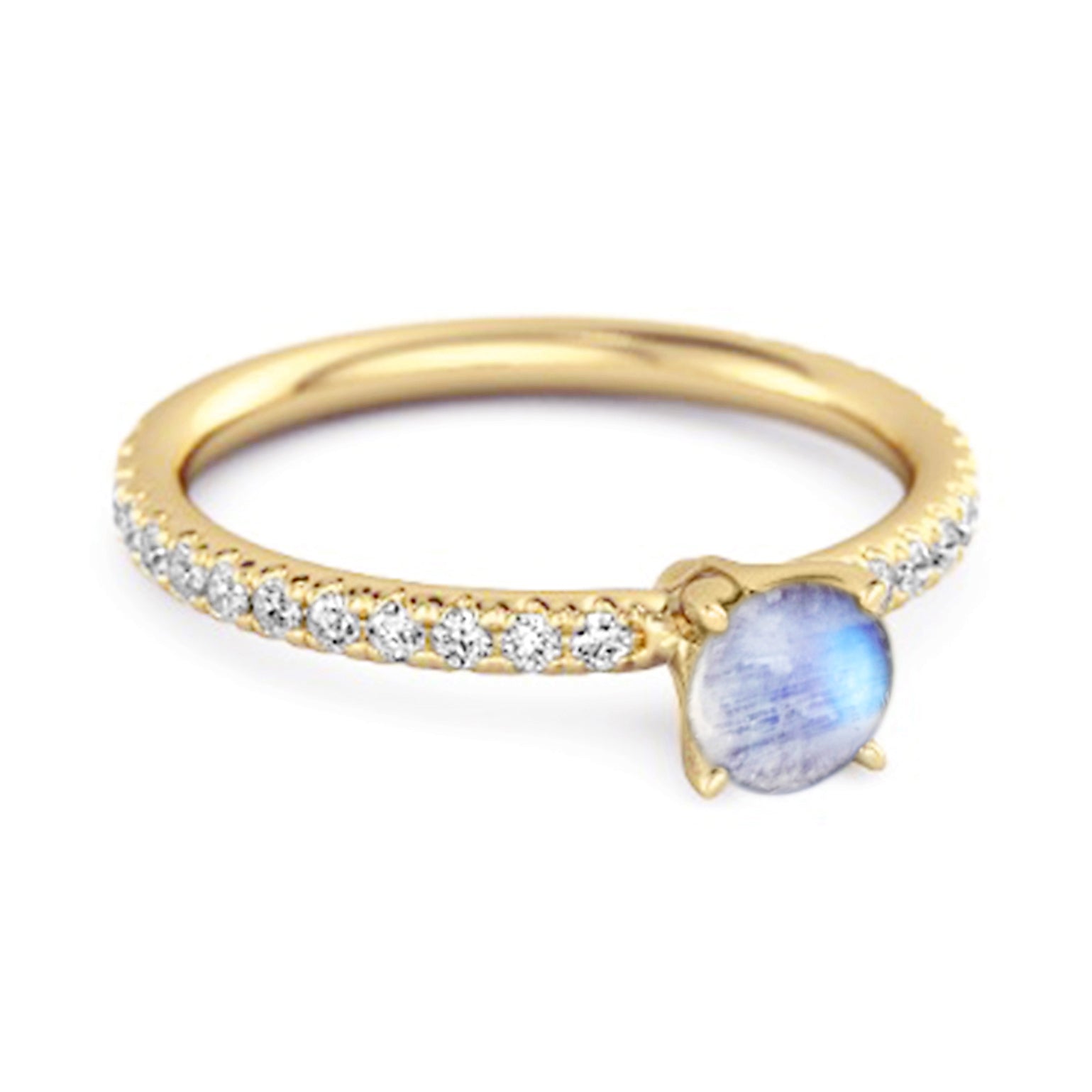 Moonstone Round Soliatire Ring – Sterling Silver
