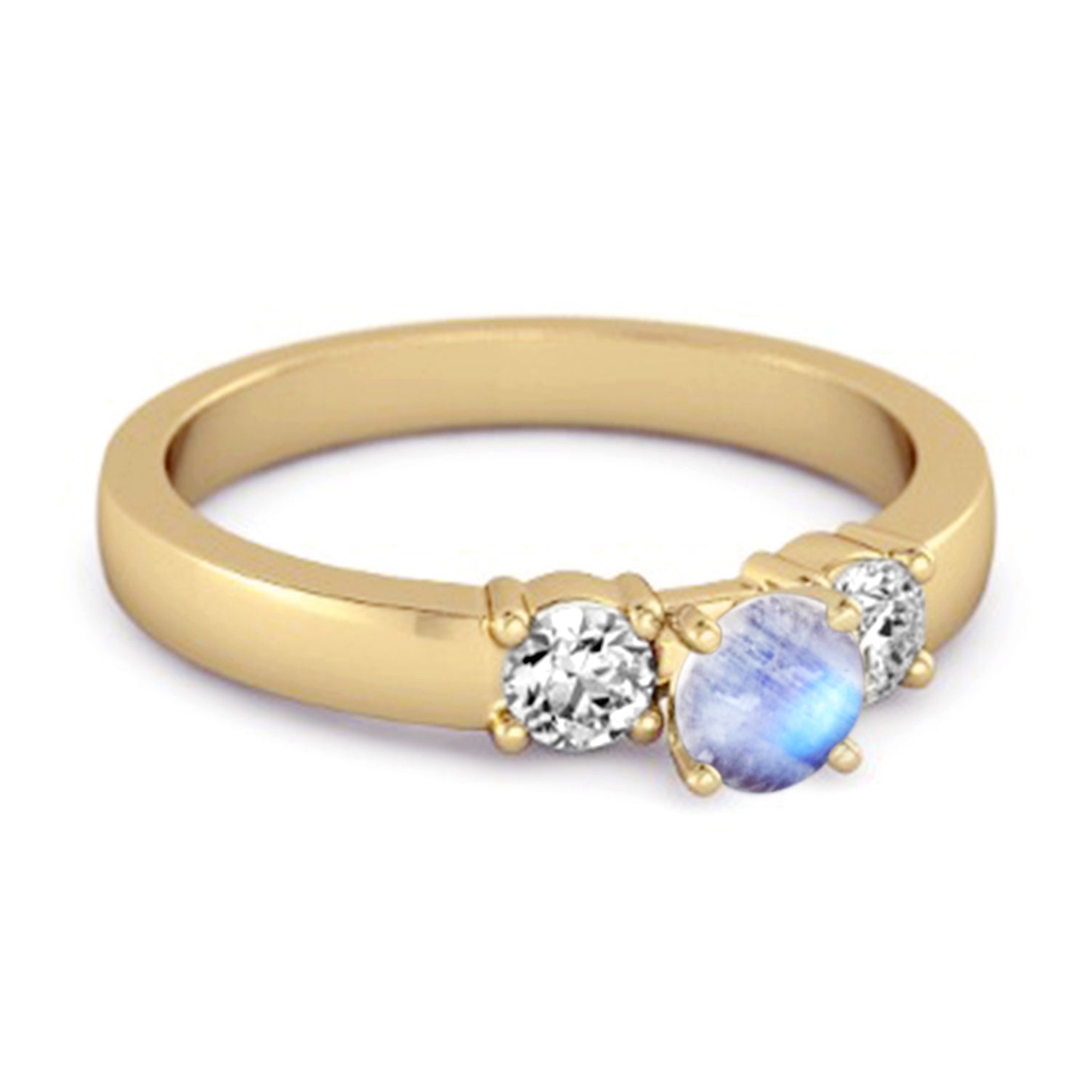 Moonstone Elegant Three Stone Ring - Sterling Silver