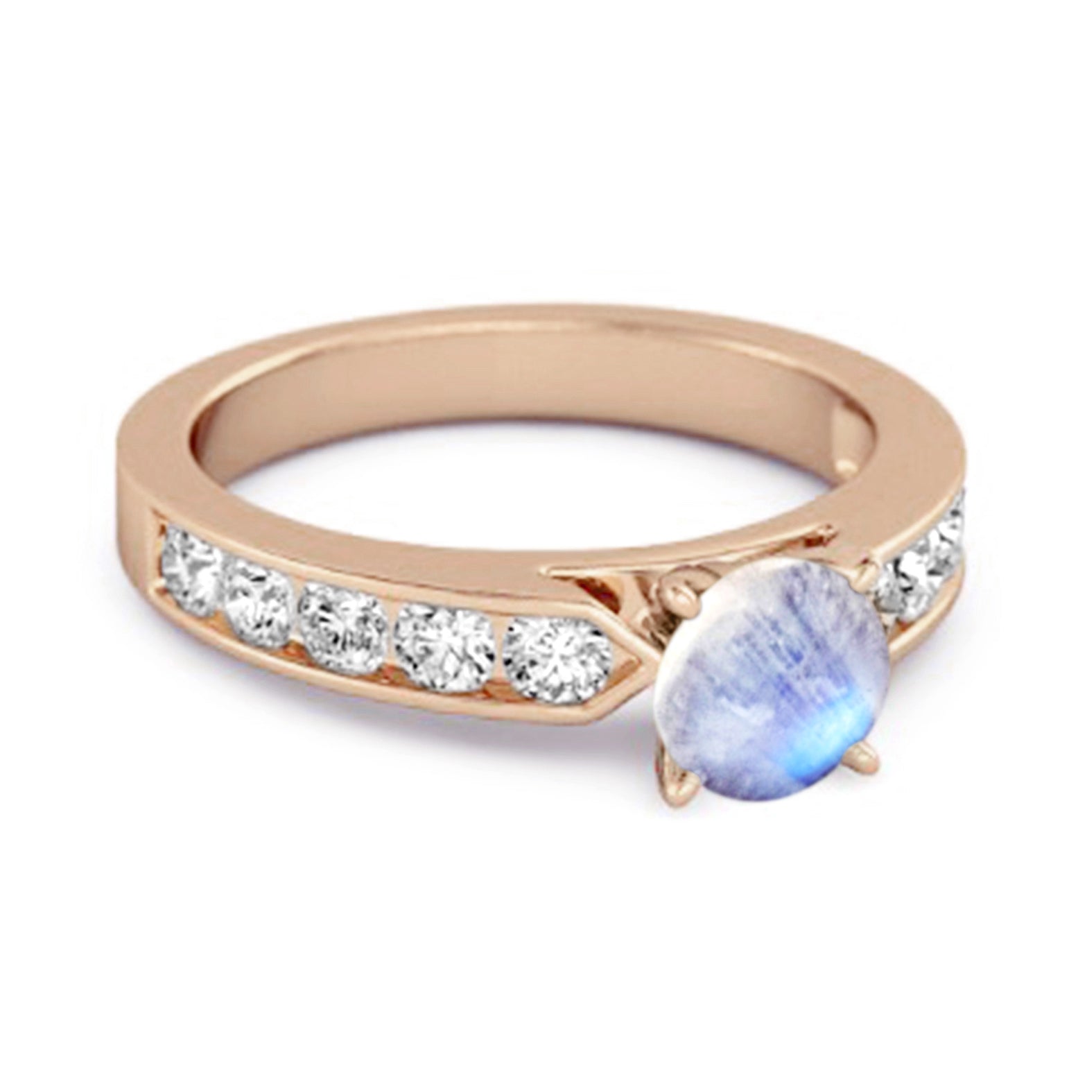 Moonstone Round Solitaire Statement Ring – Sterling Silver