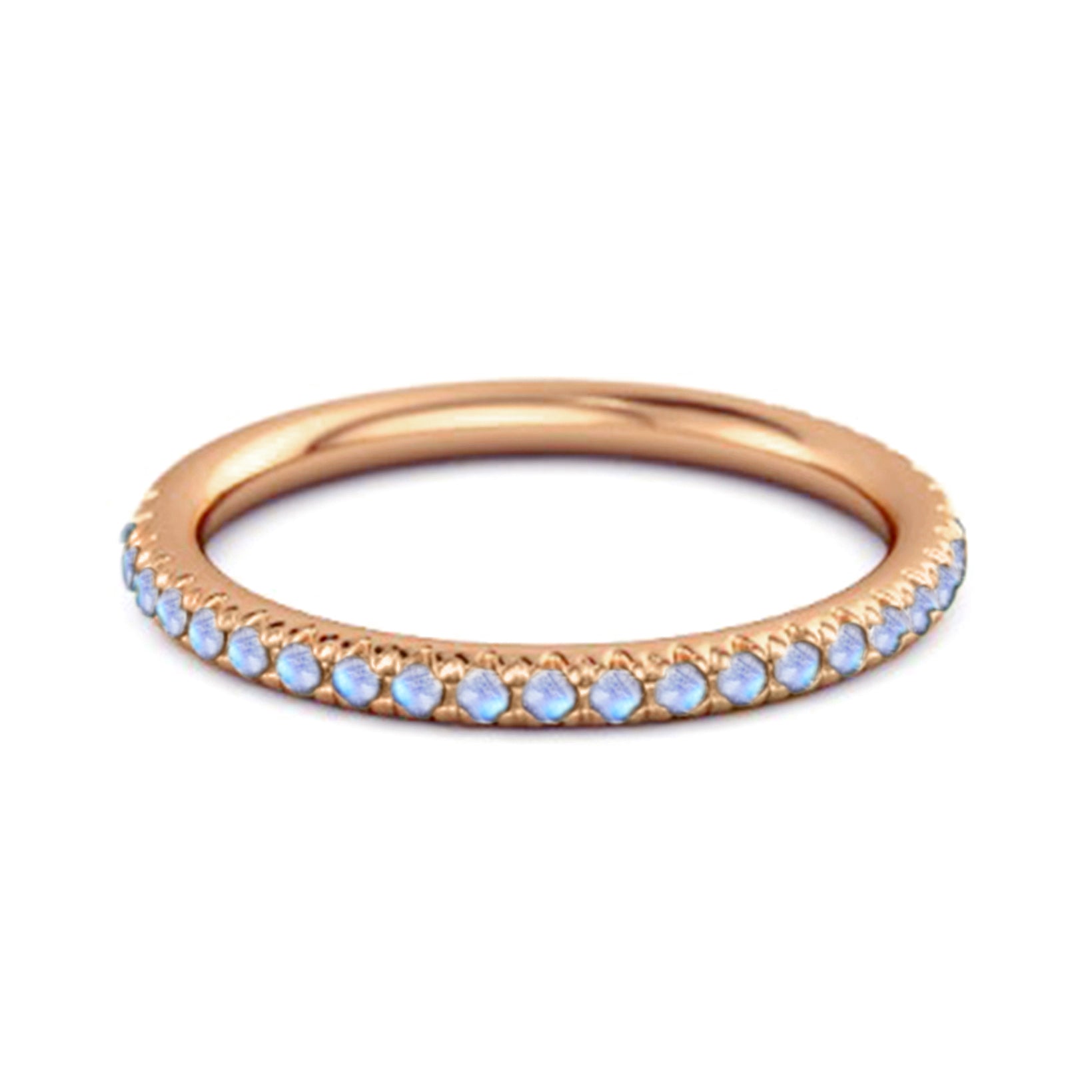 Moonstone Round Eternity Ring – Sterling Silver