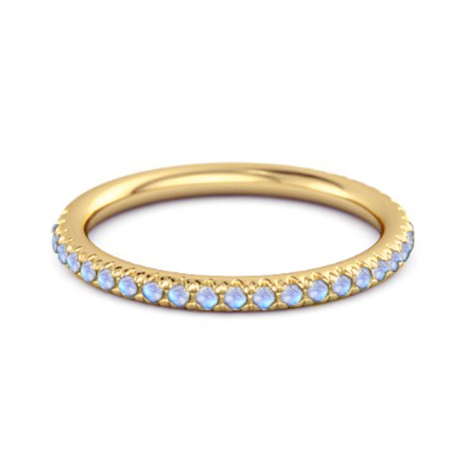Moonstone Round Eternity Ring – Sterling Silver