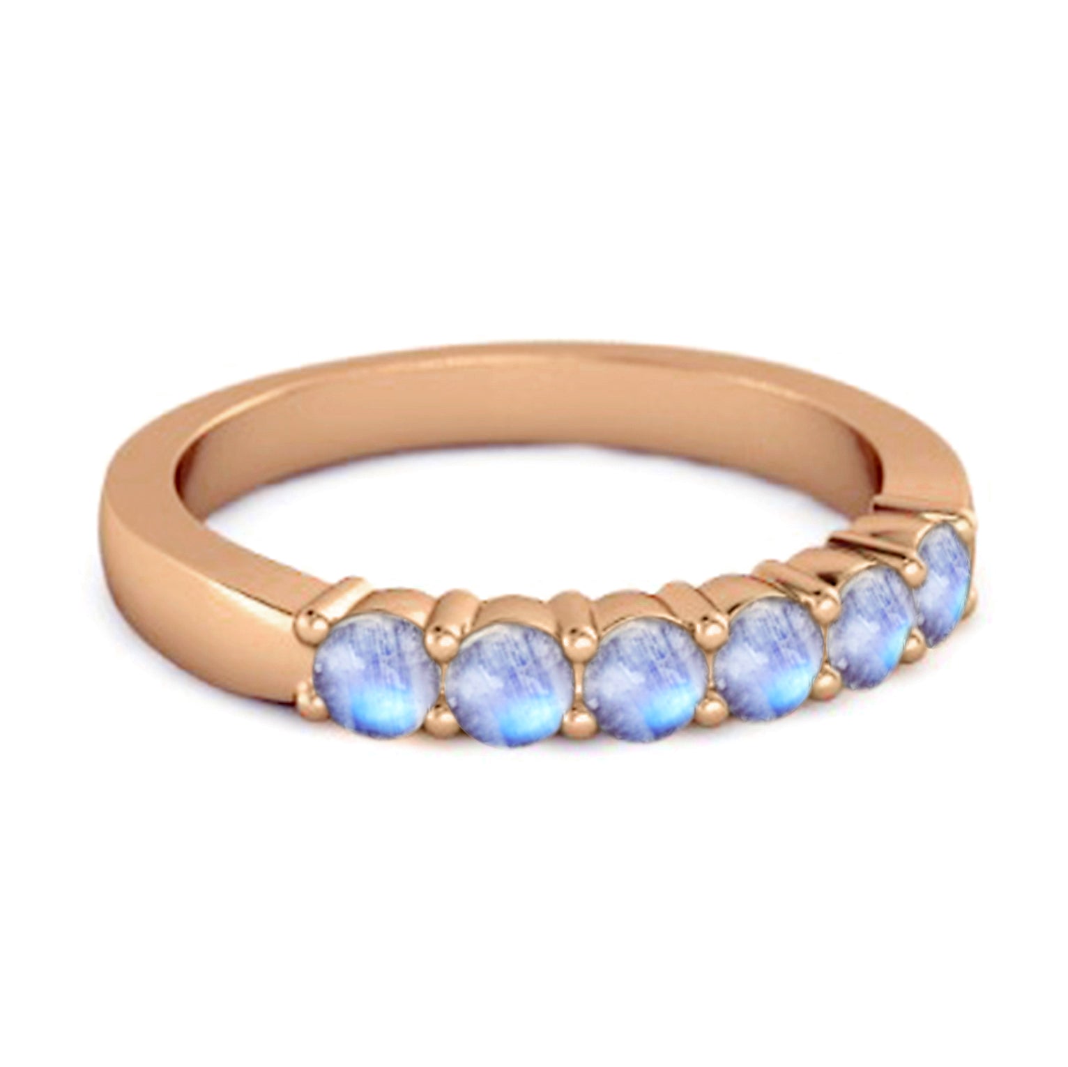 Moonstone Half Eternity Band Ring – Sterling Silver