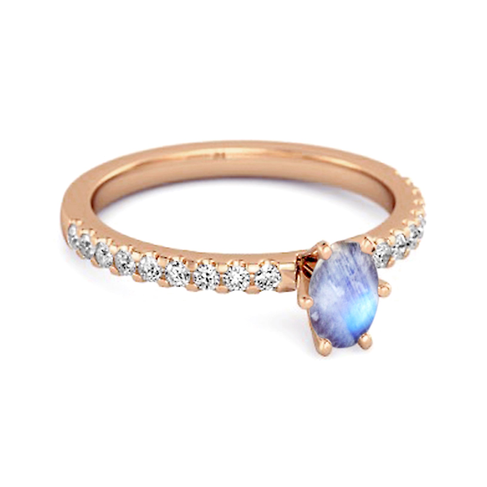 Moonstone Oval Solitaire Ring – Sterling Silver