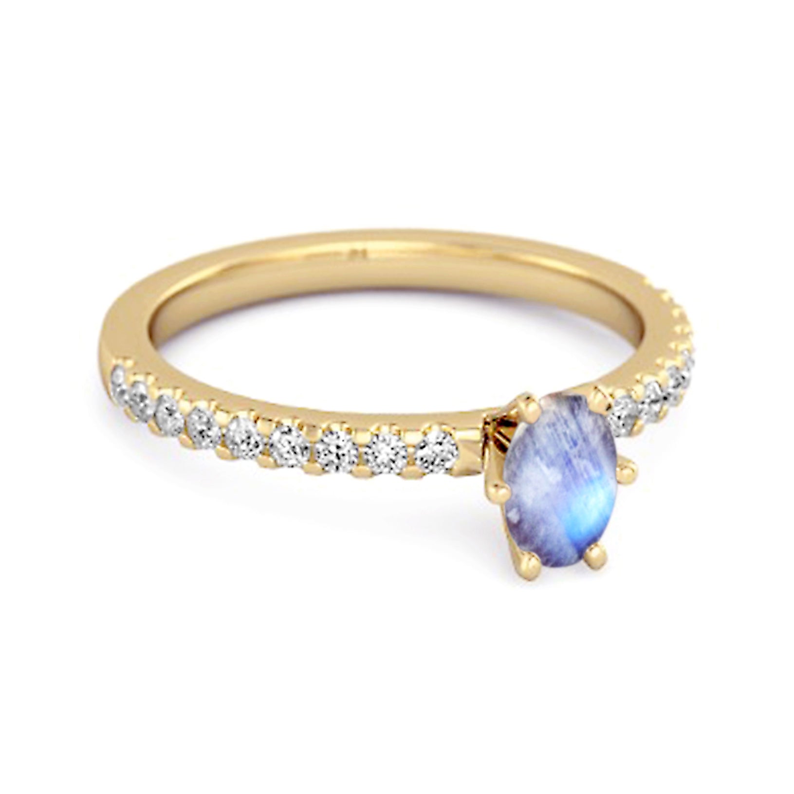 Moonstone Oval Solitaire Ring – Sterling Silver