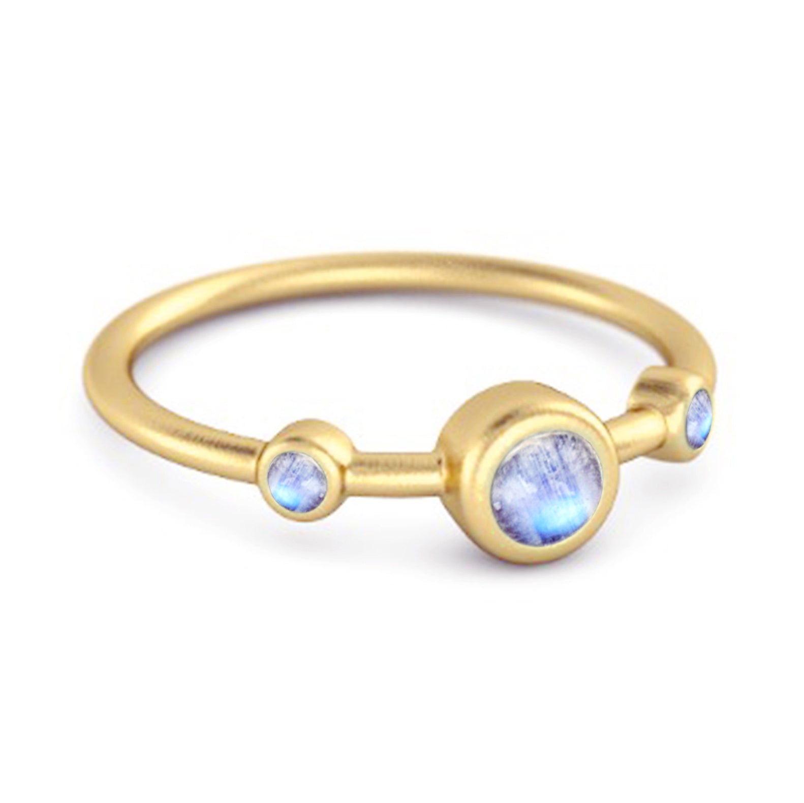 Monstone Triple Bezel-Set Ring - Sterling Silver
