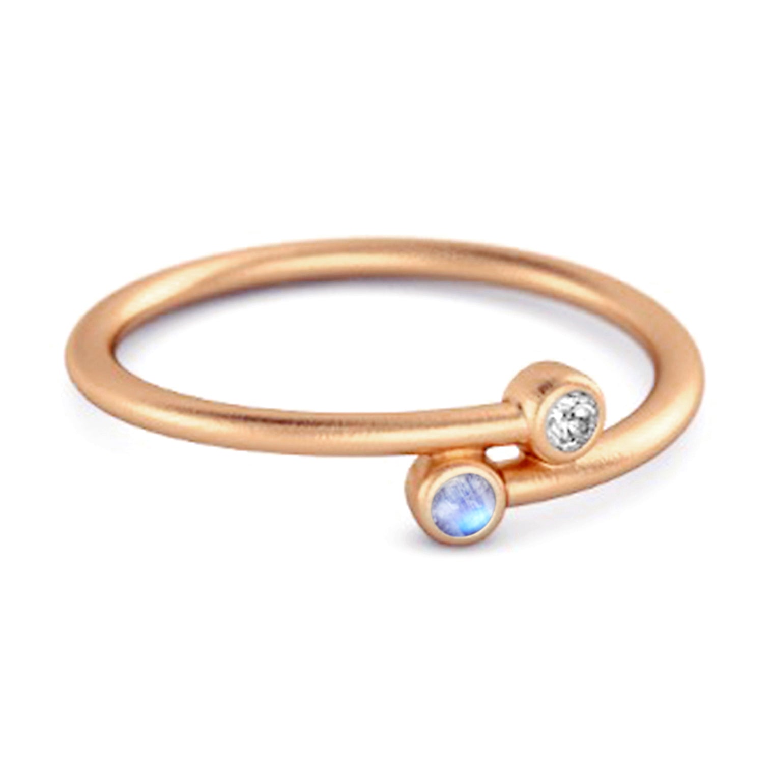 Moonstone Open Bezel Two-Stone Ring - Sterling Silver