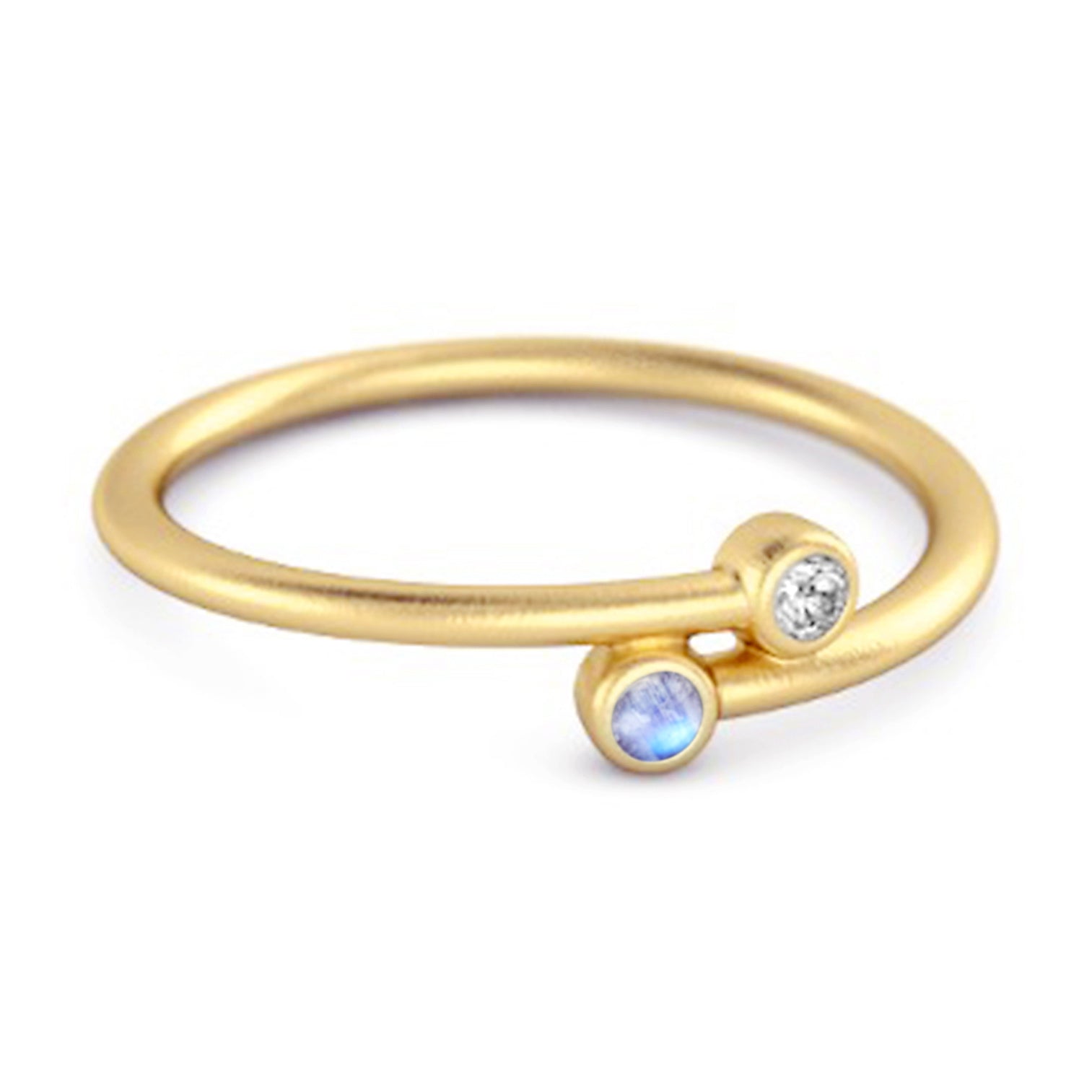Moonstone Open Bezel Two-Stone Ring - Sterling Silver
