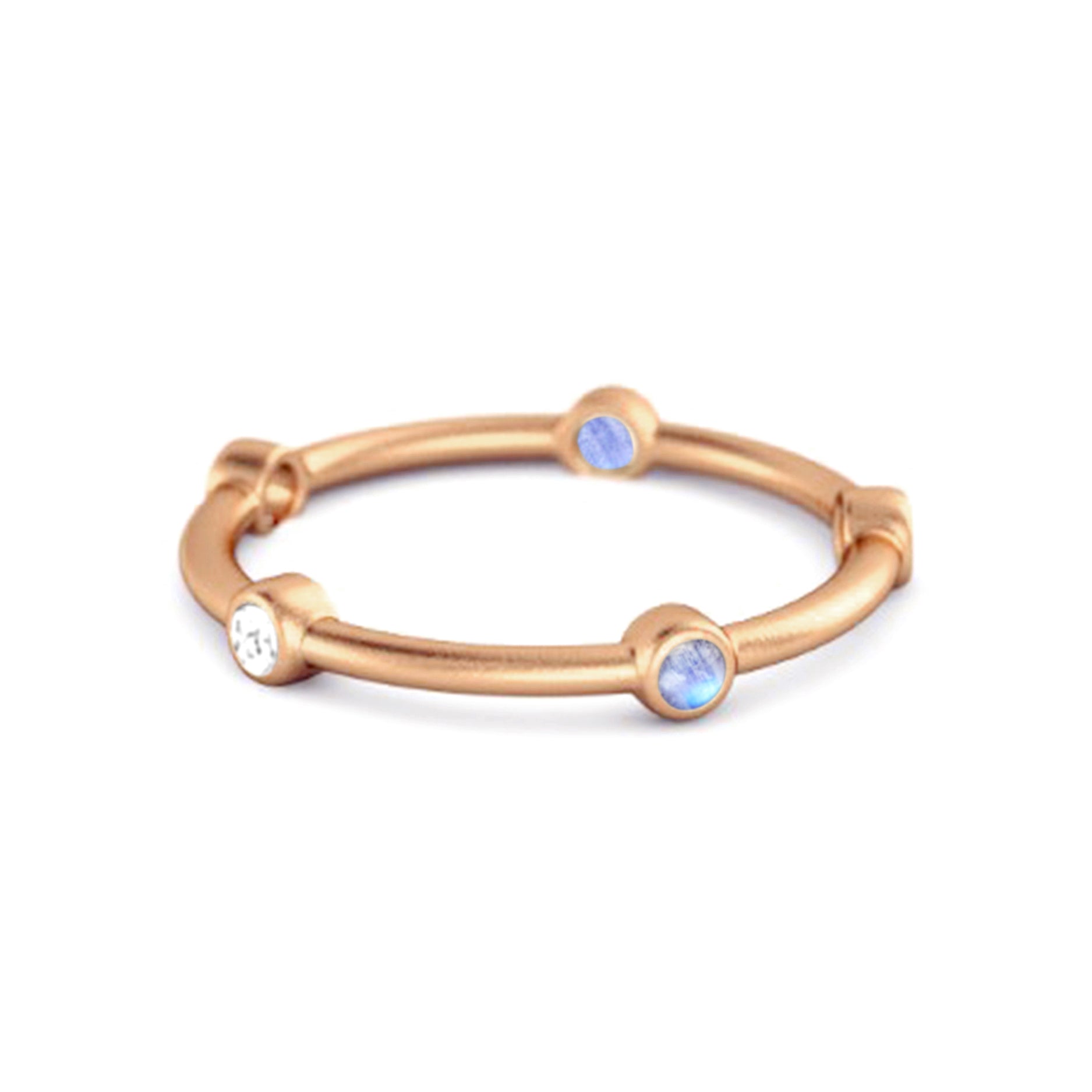 Moonstone Bezel-Set Stacking Band Ring - Sterling Silver