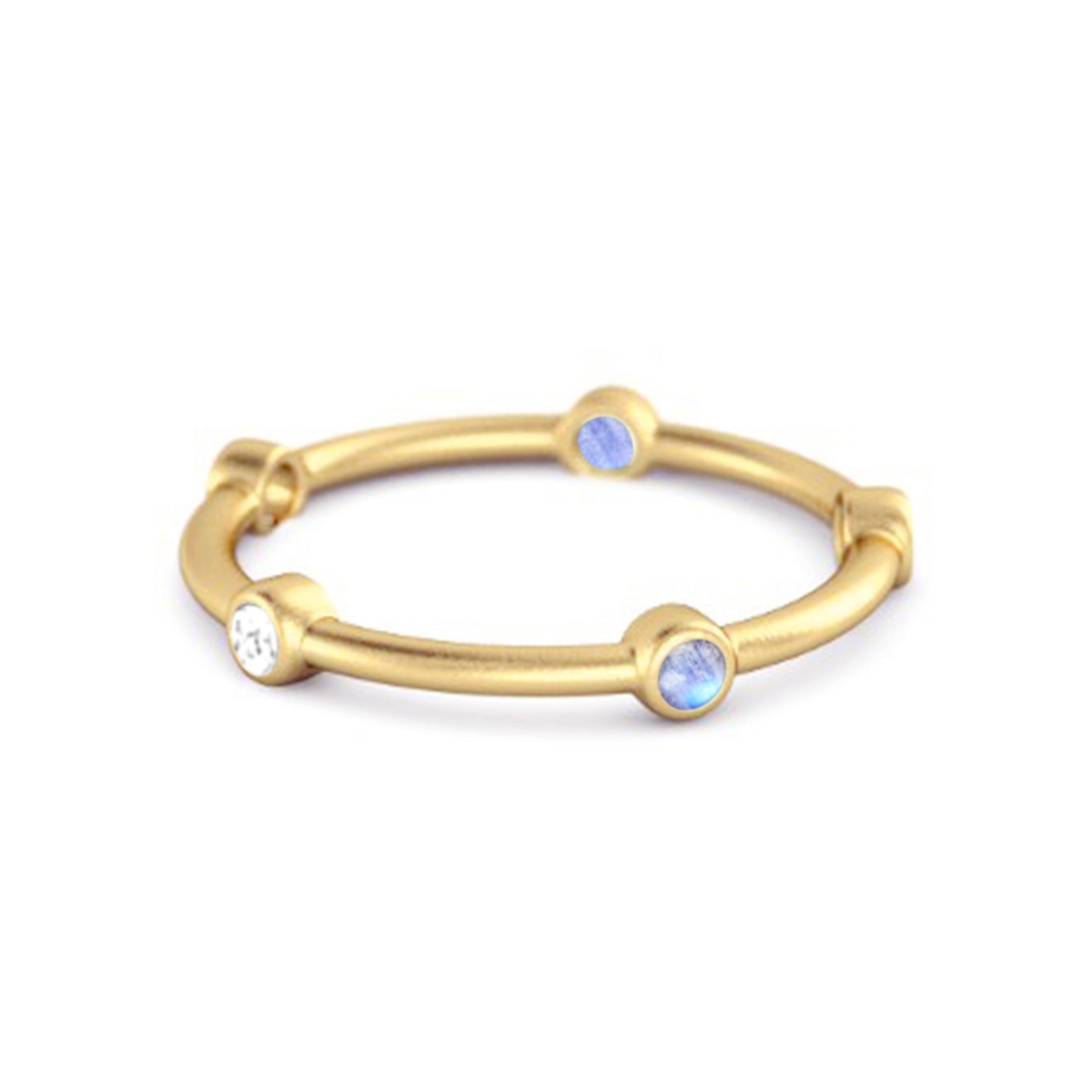 Moonstone Bezel-Set Stacking Band Ring - Sterling Silver