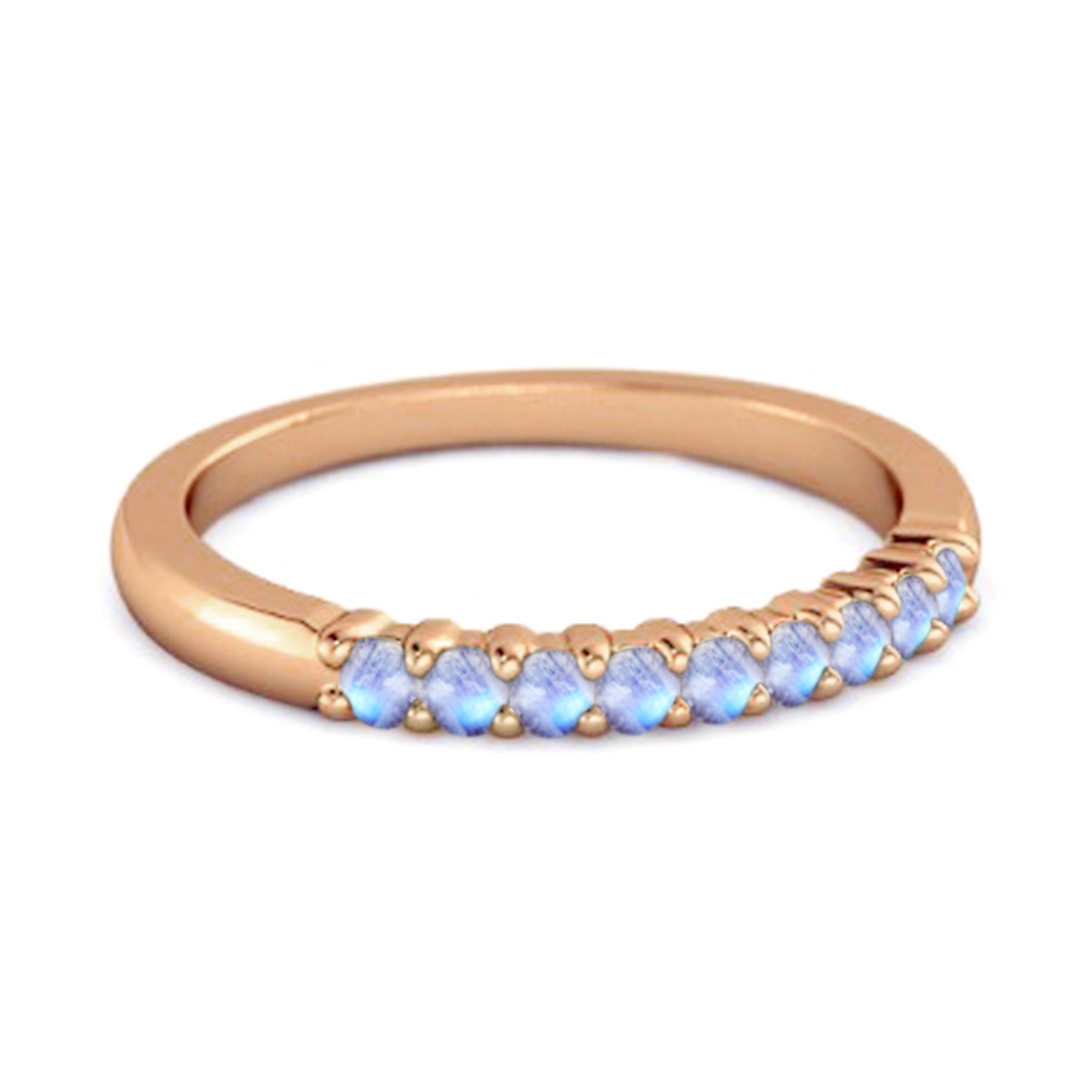 Moonstone Round Half Eternity Ring – Sterling Silver