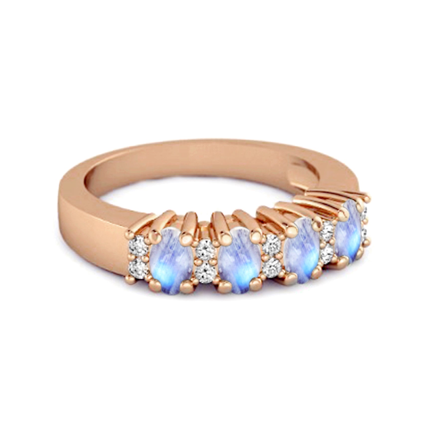 Moonstone Oval Half Eternity Ring – Sterling Silver