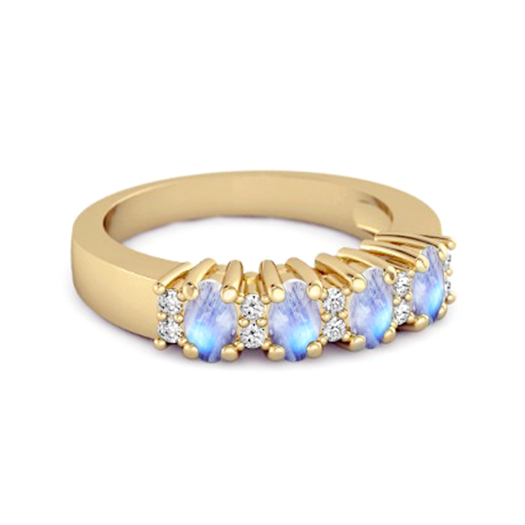 Moonstone Oval Half Eternity Ring – Sterling Silver