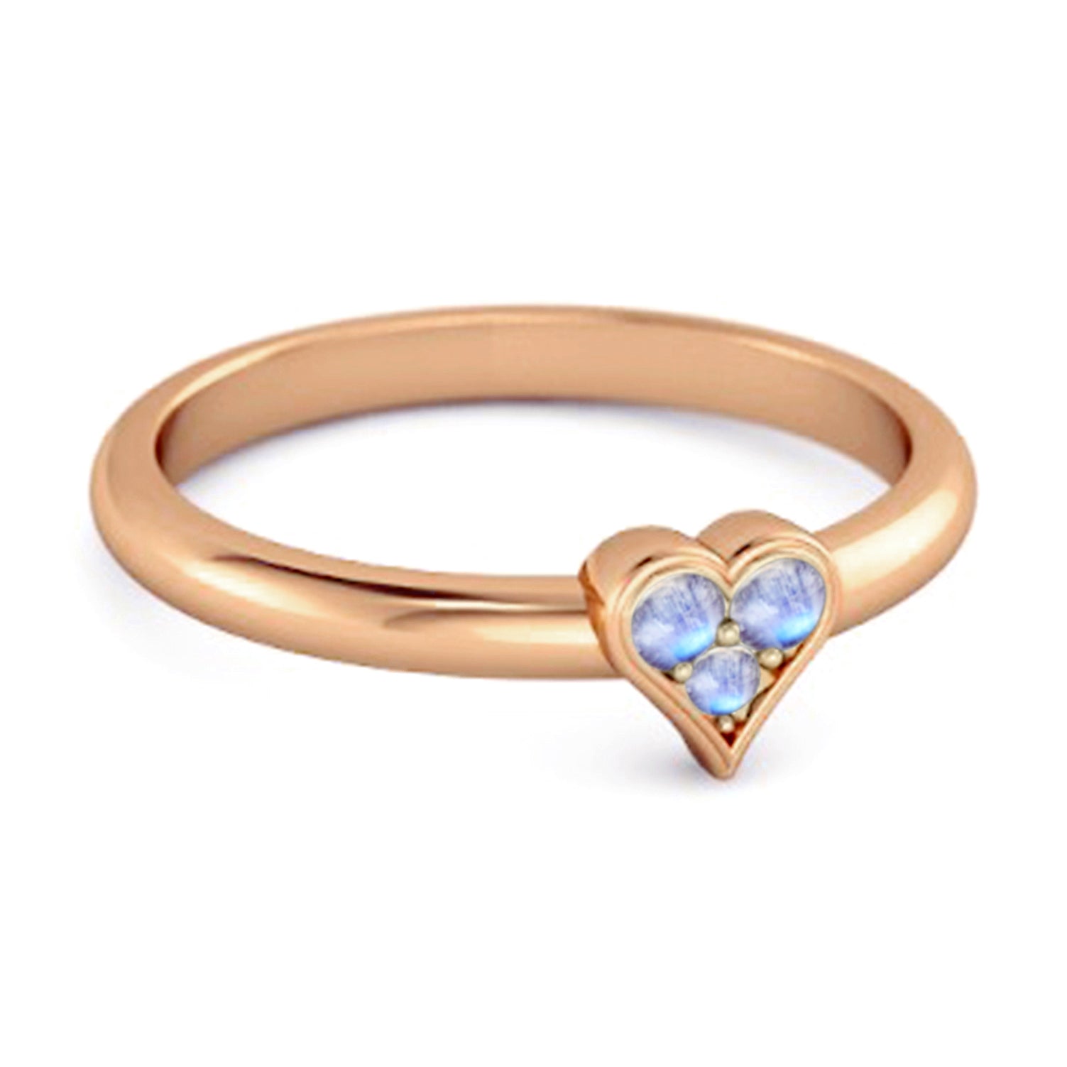 Moonstone Heart Cluster Ring - Sterling Silver