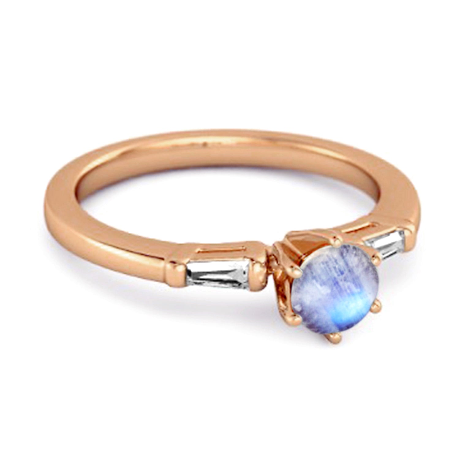 Moonstone Three Stone Ring - Sterling Silver