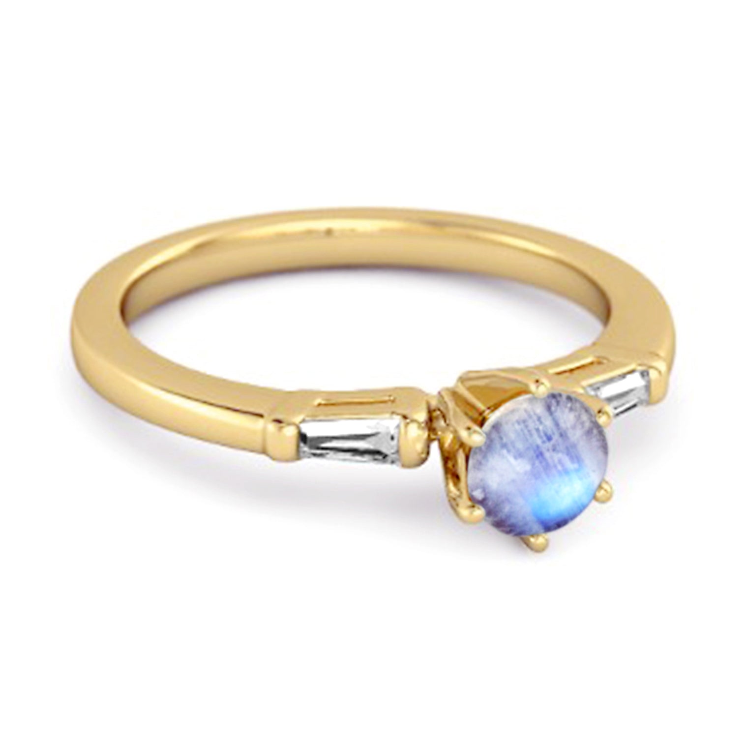 Moonstone Three Stone Ring - Sterling Silver