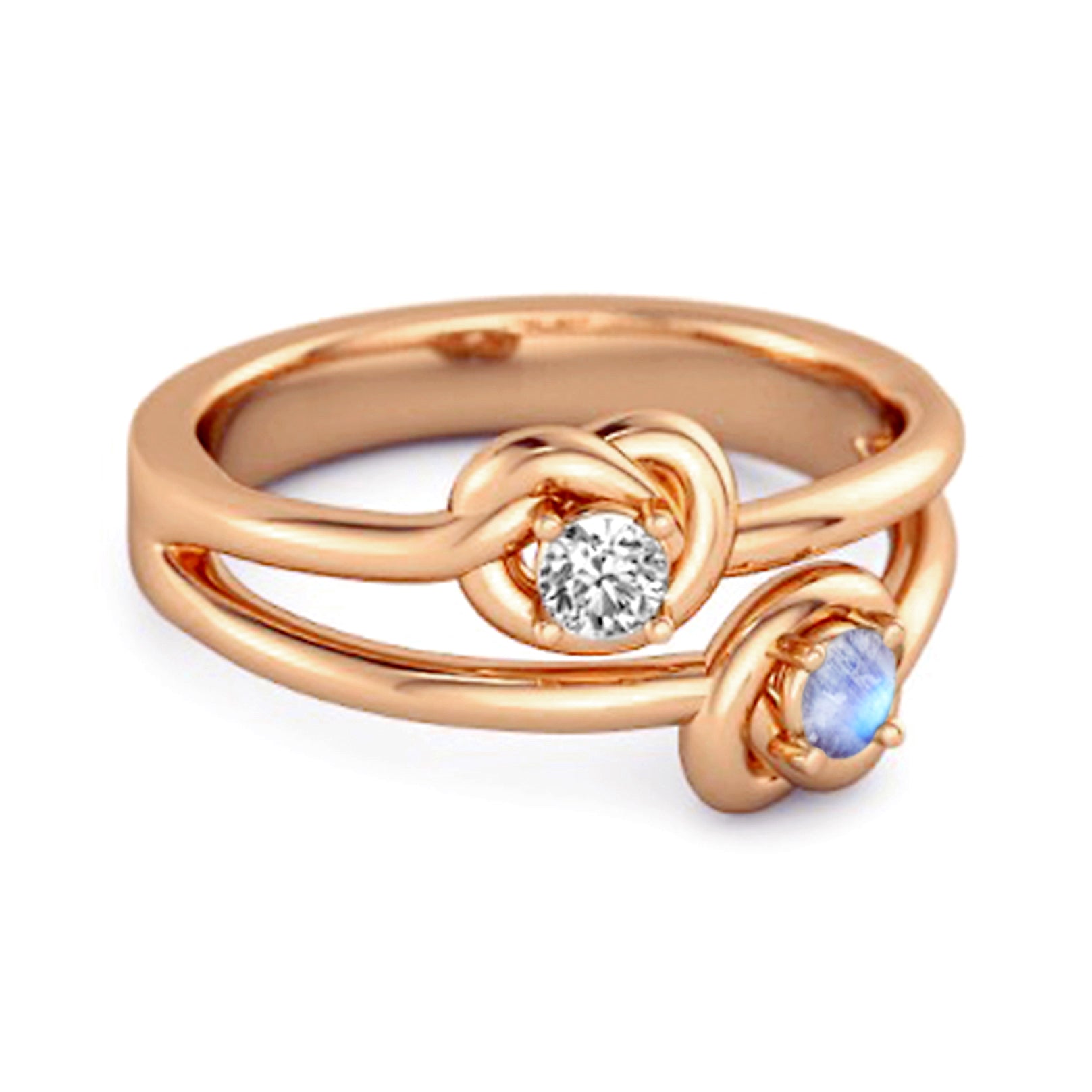 Moonstone Infinity Knot Bypass Ring - Sterling Silver