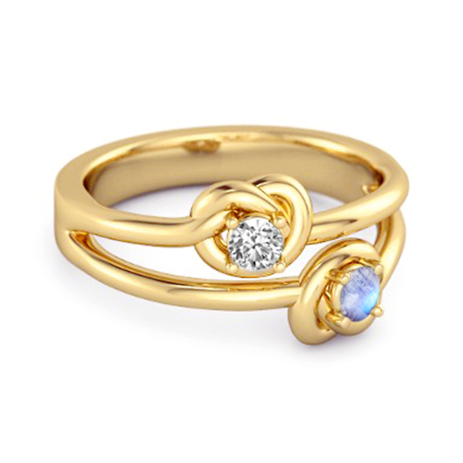 Moonstone Infinity Knot Bypass Ring - Sterling Silver