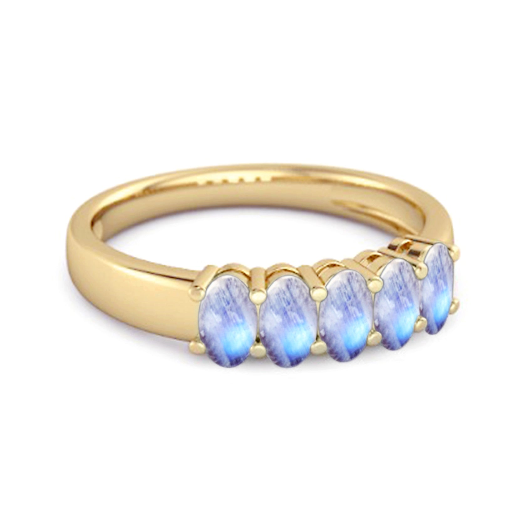 Moonstone Oval Five-Stone Ring - Sterling Silver