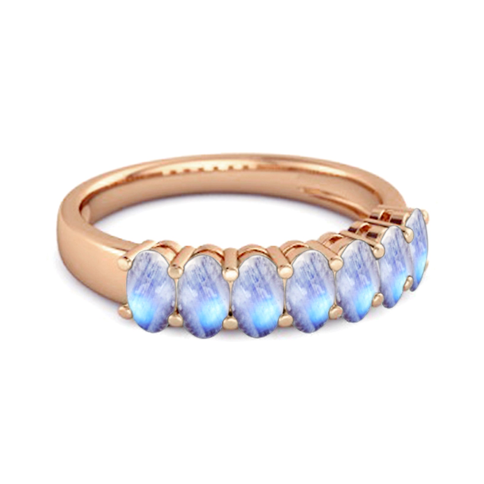 Moonstone Stacked Half Band - Sterling Silver