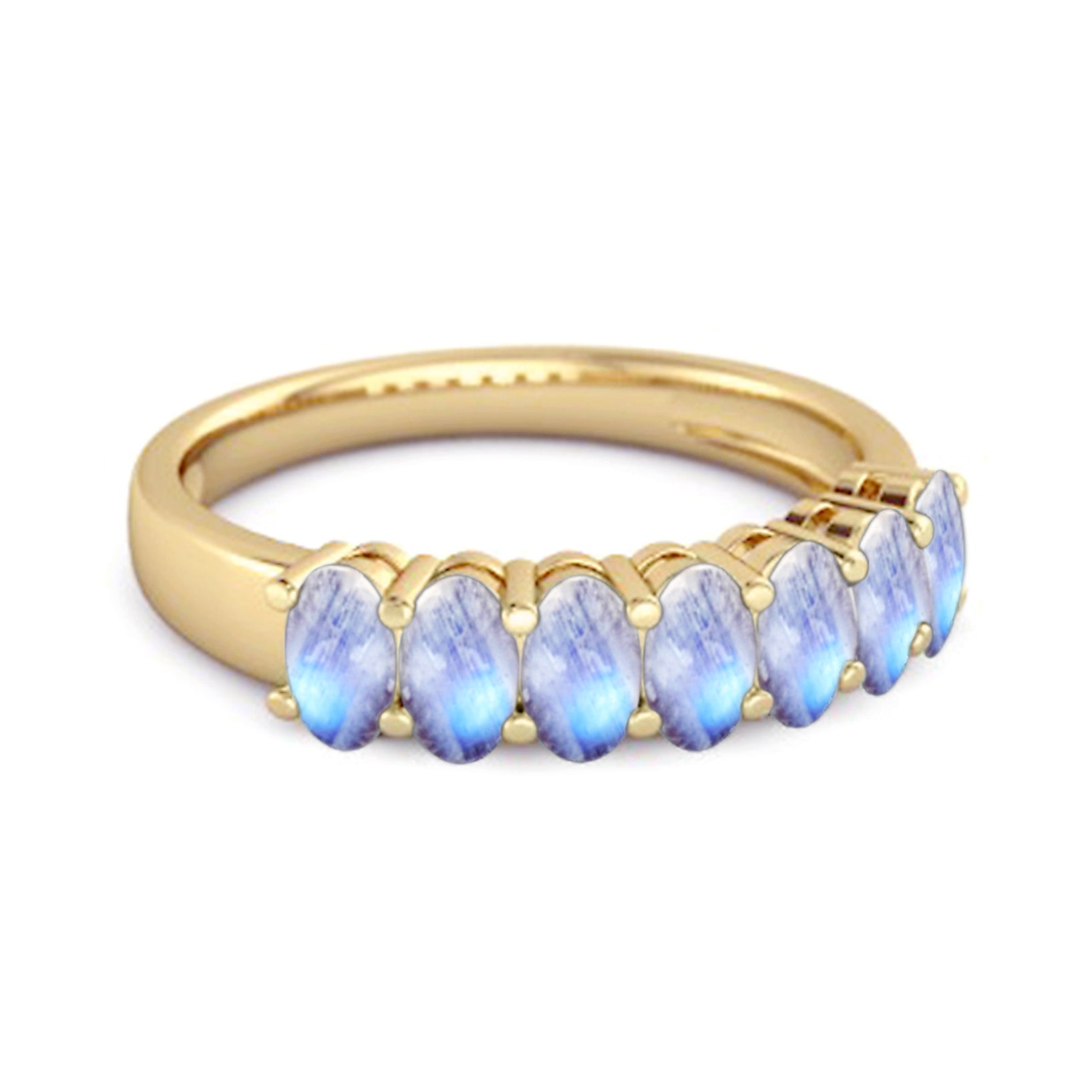 Moonstone Stacked Half Band - Sterling Silver