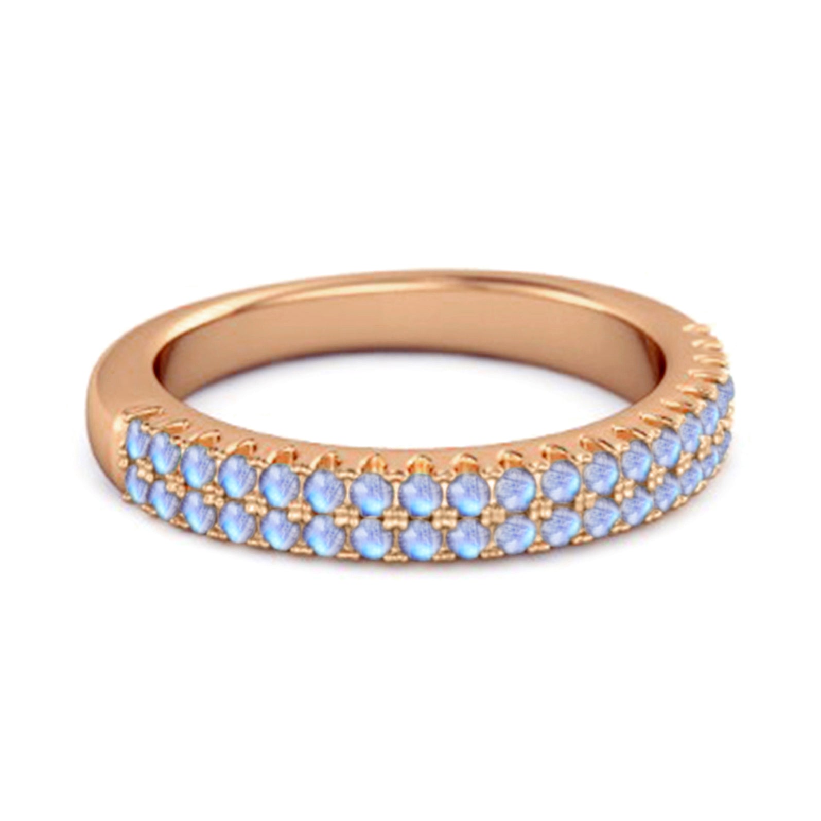 Moonstone Topaz Eternity Band Ring - Sterling Silver