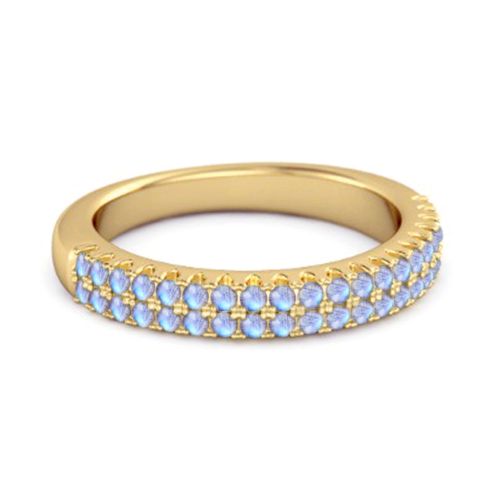 Moonstone Topaz Eternity Band Ring - Sterling Silver