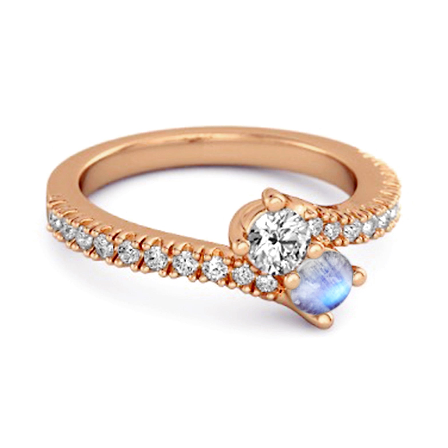 Moonstone Bypass Ring - Sterling Silver