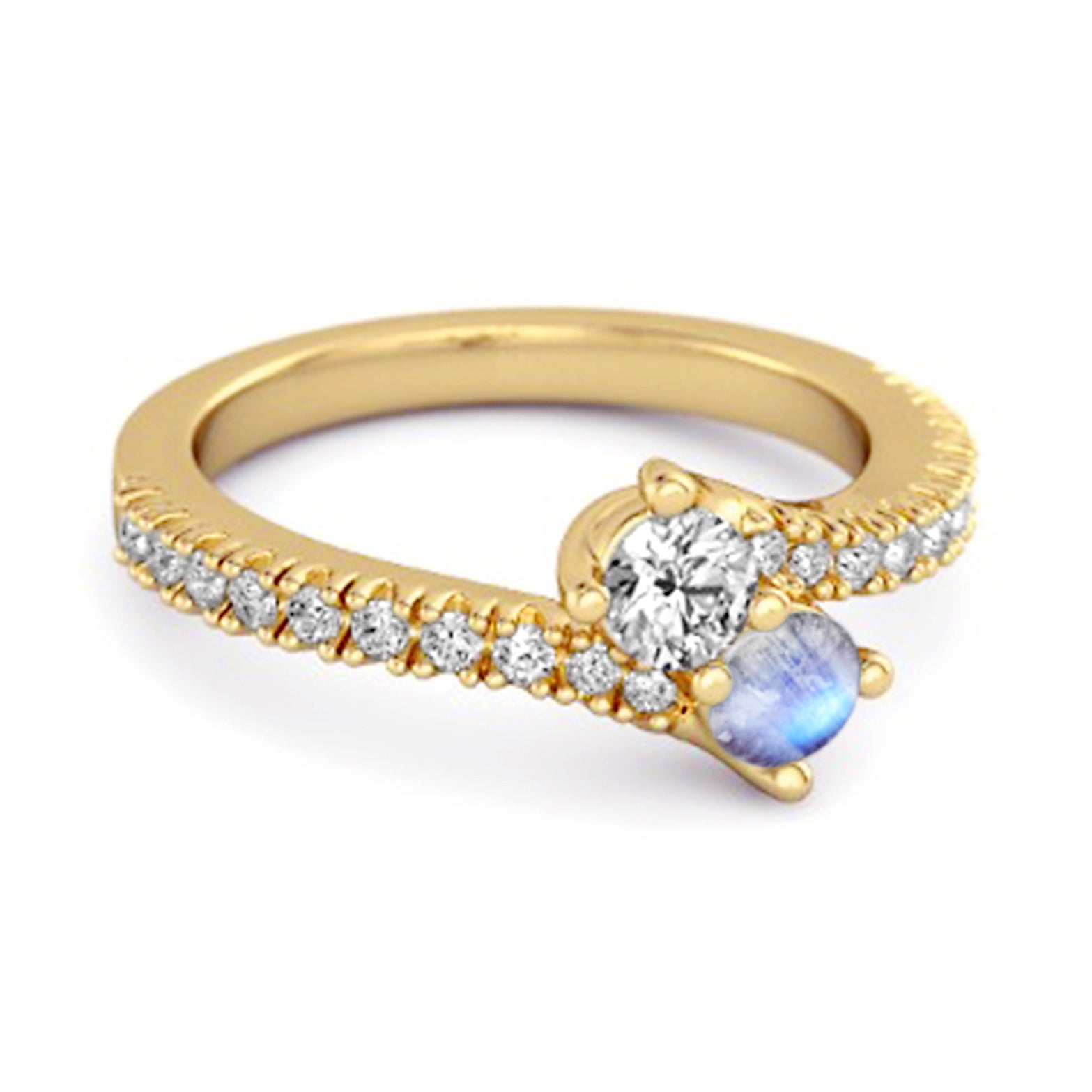 Moonstone Bypass Ring - Sterling Silver