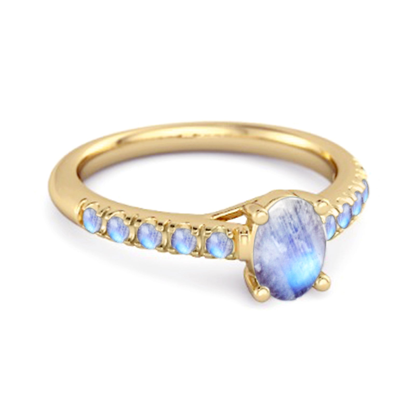 Moonstone Pavé Band Classic Statement Ring - Sterling Silver