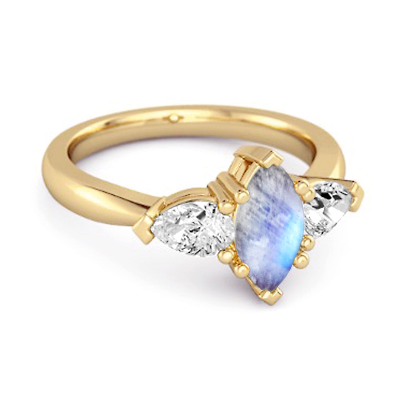 Moonstone Trio Stone Tapered Ring - Sterling Silver