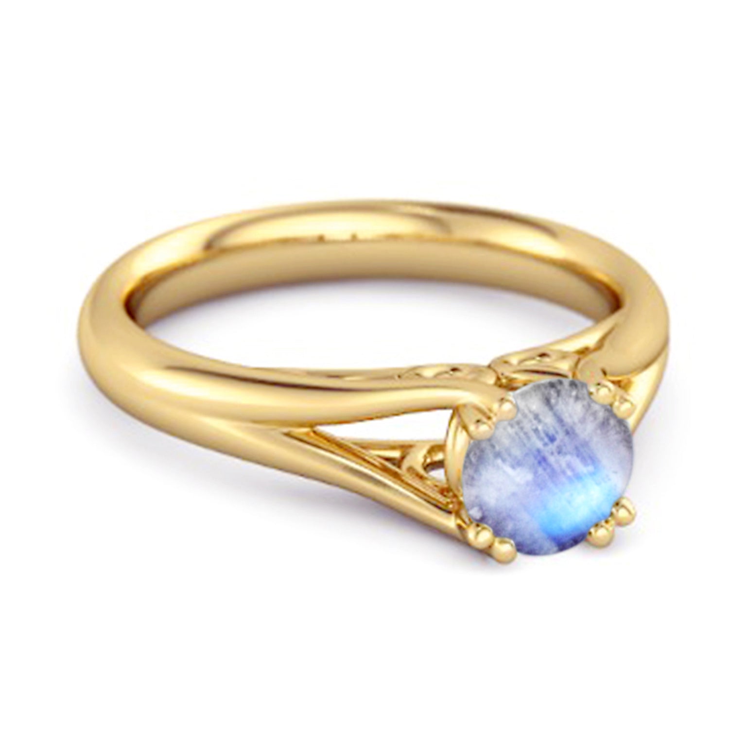 Moonstone Elegant Bypass Solitaire Ring - Sterling Silver