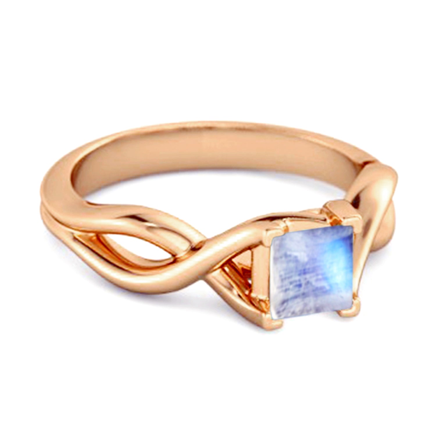 Moonstone Twisted Vine Band Ring - Sterling Silver