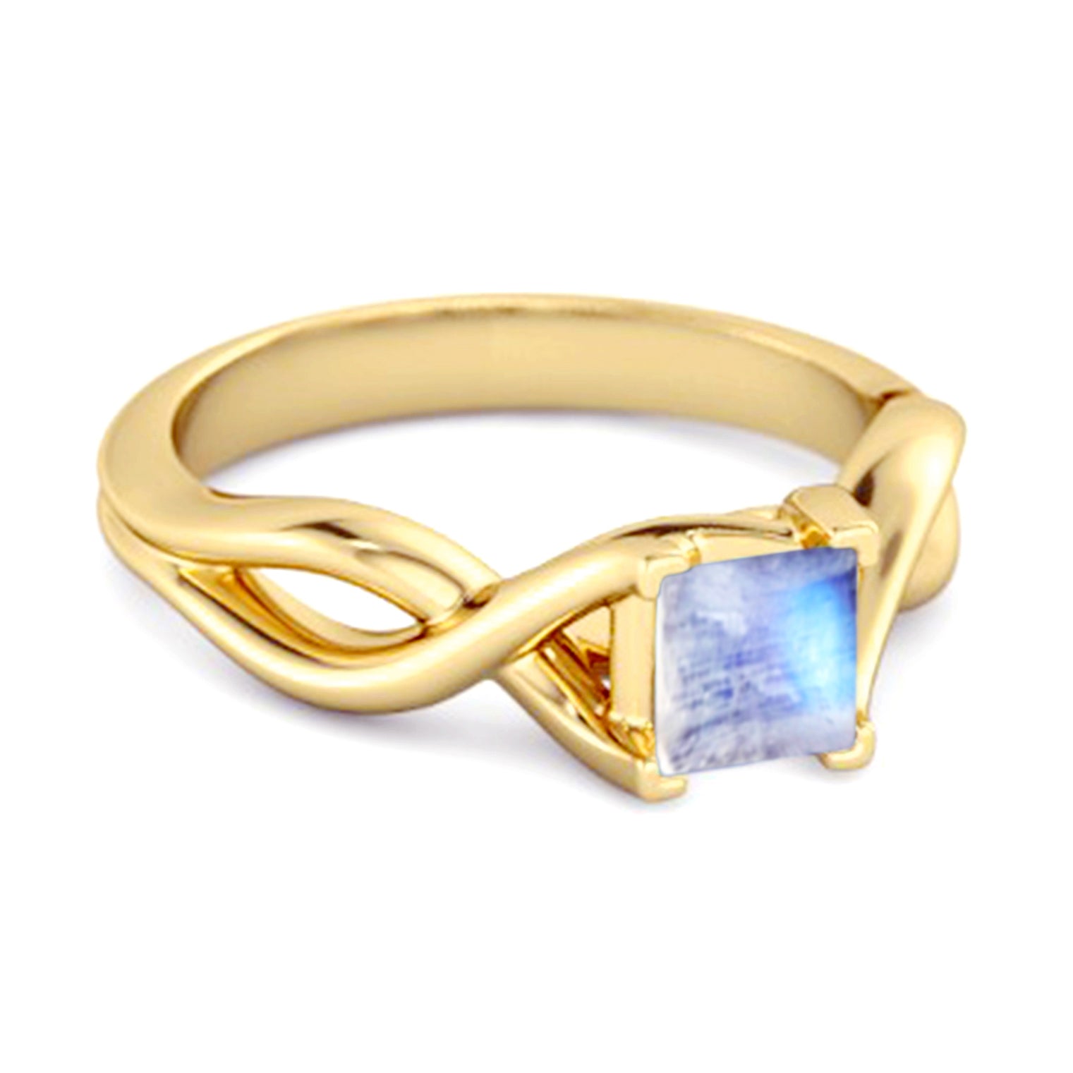 Moonstone Twisted Vine Band Ring - Sterling Silver