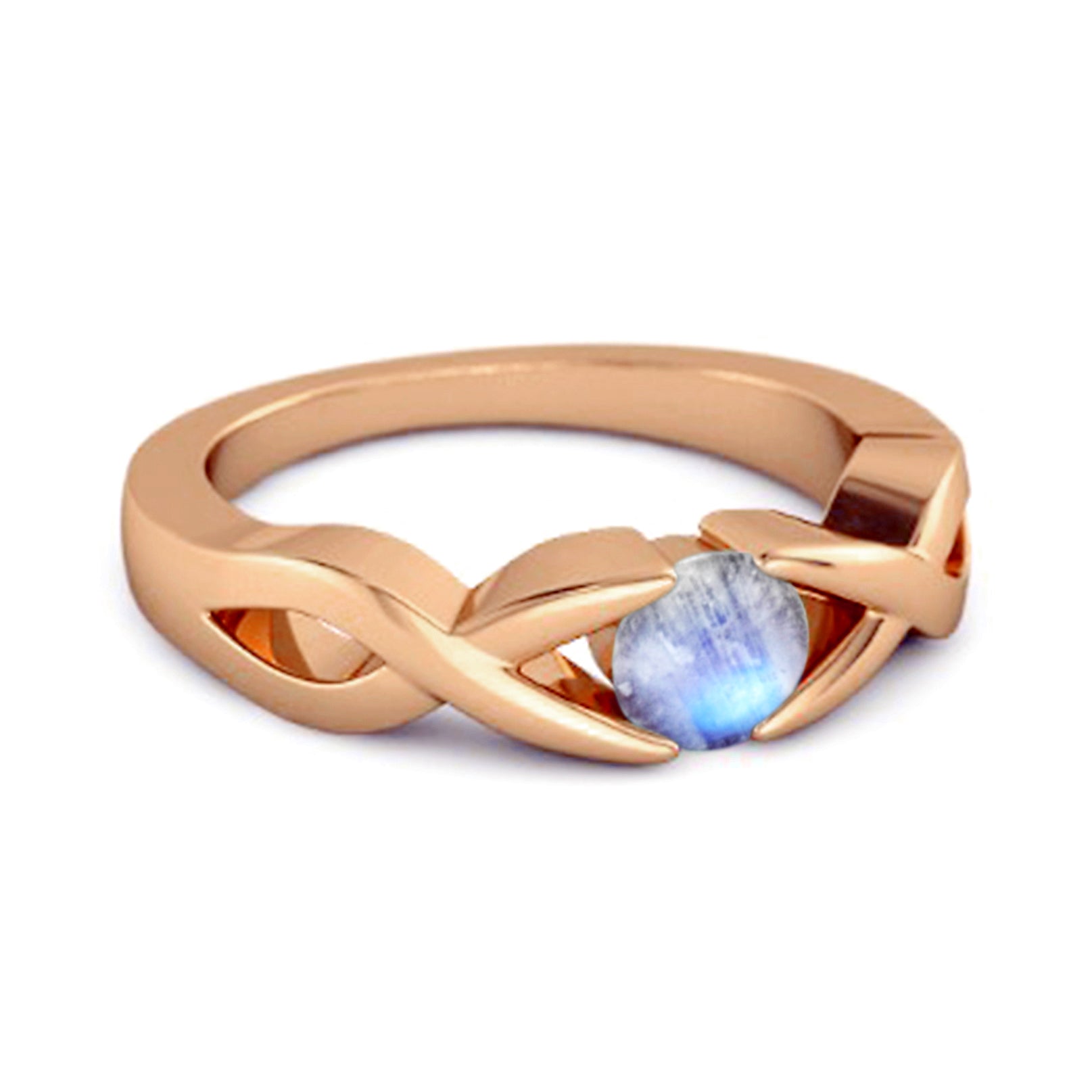 Moonstone Twisted Vine Band Ring - Sterling Silver