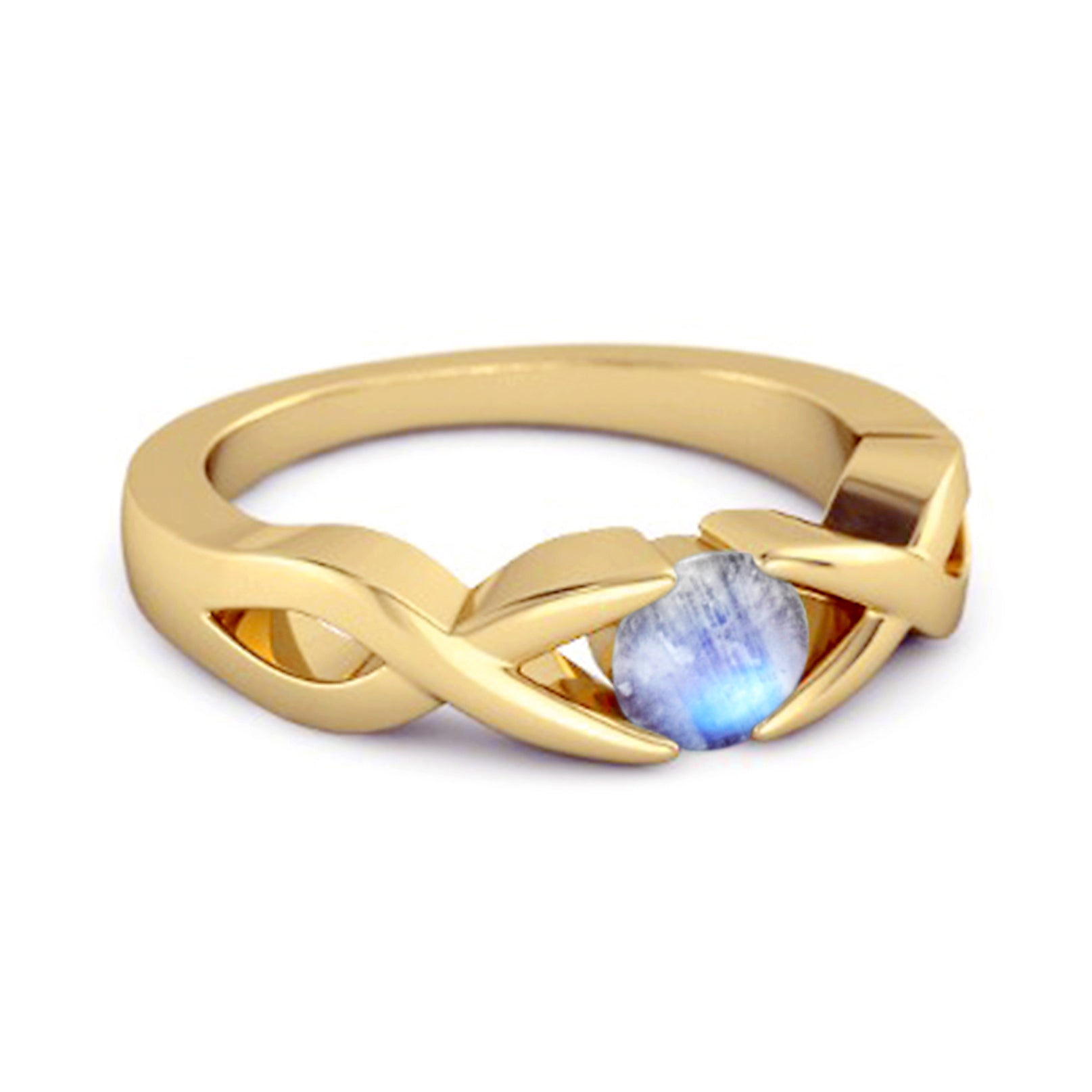 Moonstone Twisted Vine Band Ring - Sterling Silver