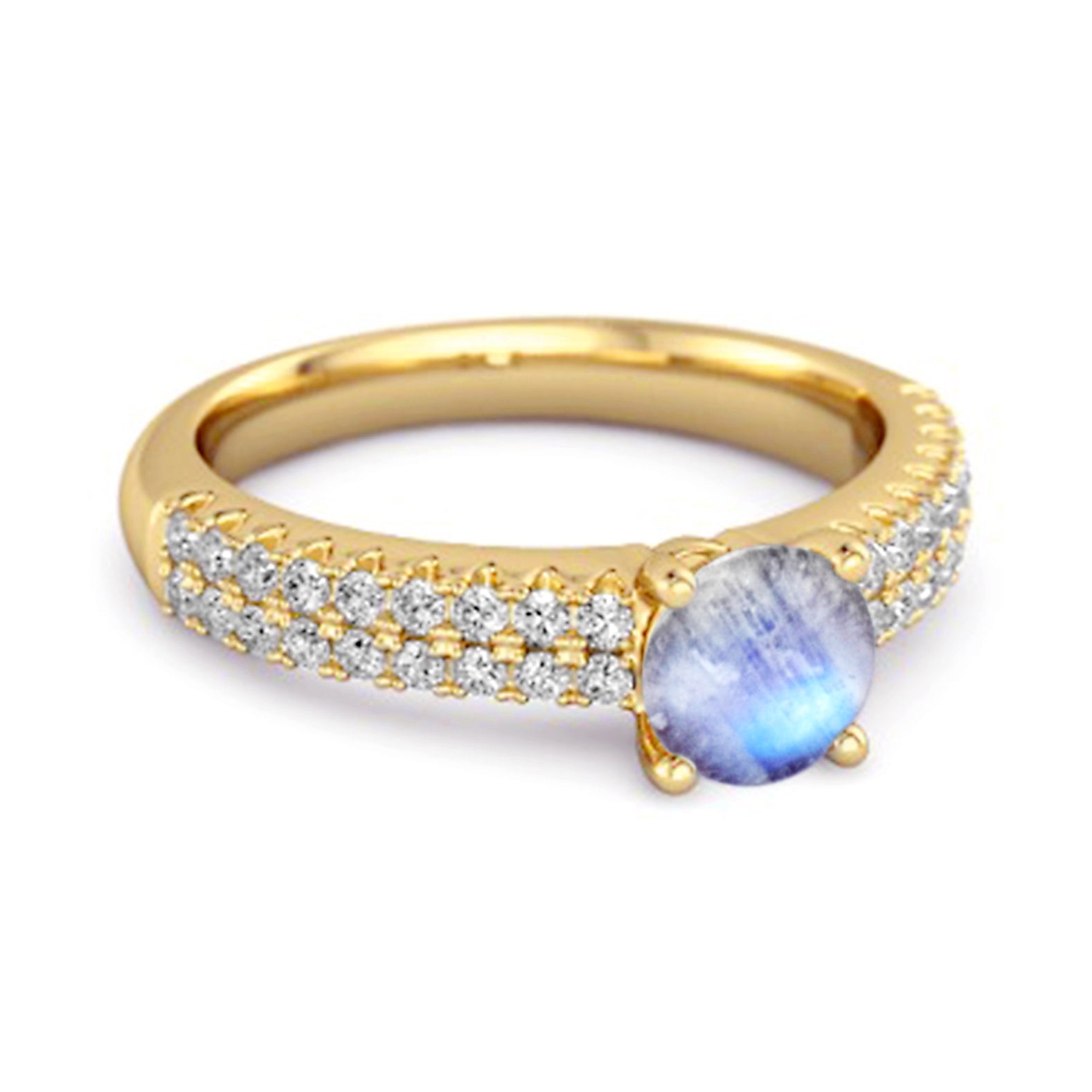 Moonstone Double Pavé Band Ring - Sterling Silver