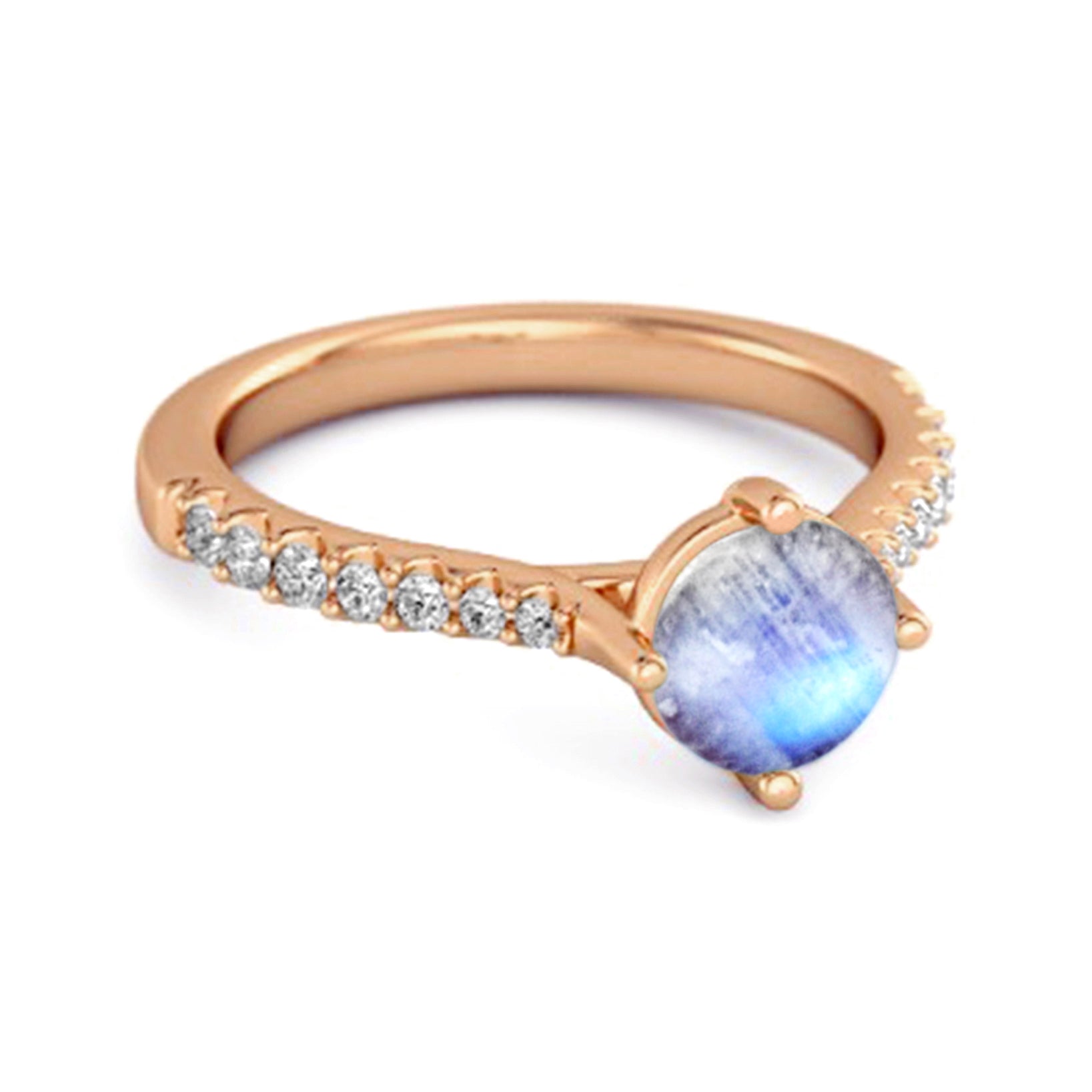 Moonstone Classic Pavé Solitaire Ring - Sterling Silver