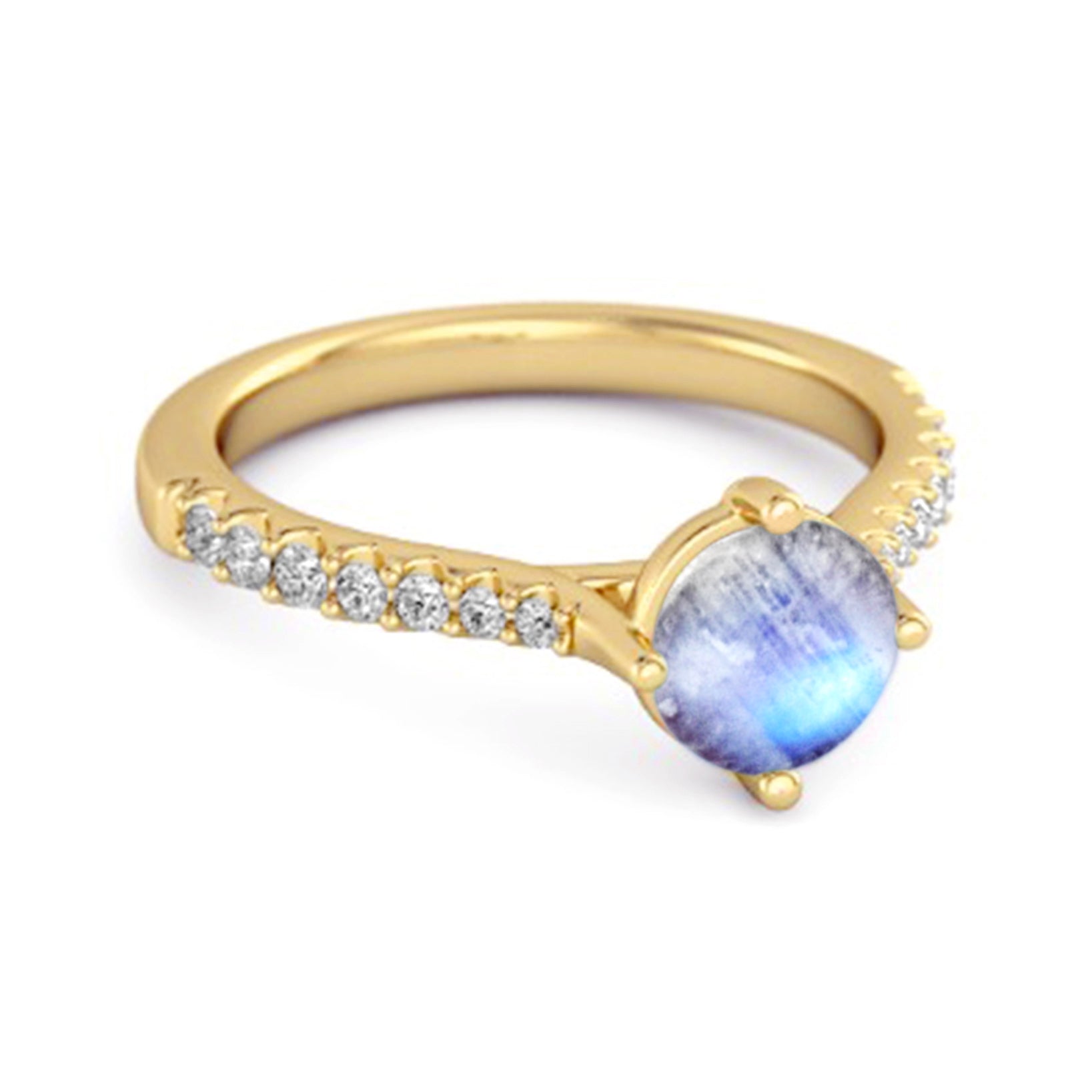 Moonstone Classic Pavé Solitaire Ring - Sterling Silver