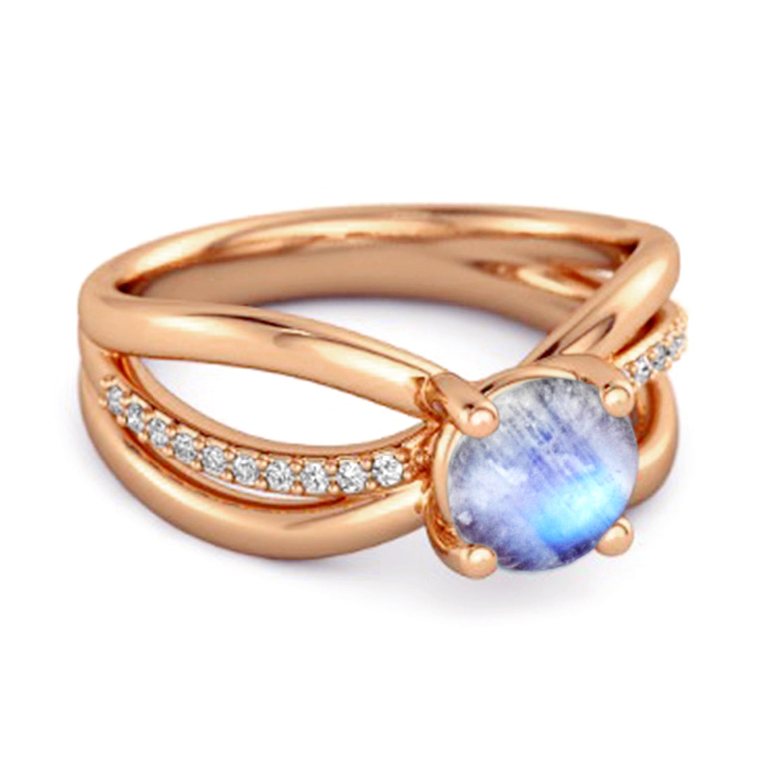 Moonstone Infinity Pavé Split Band Ring - Sterling Silver