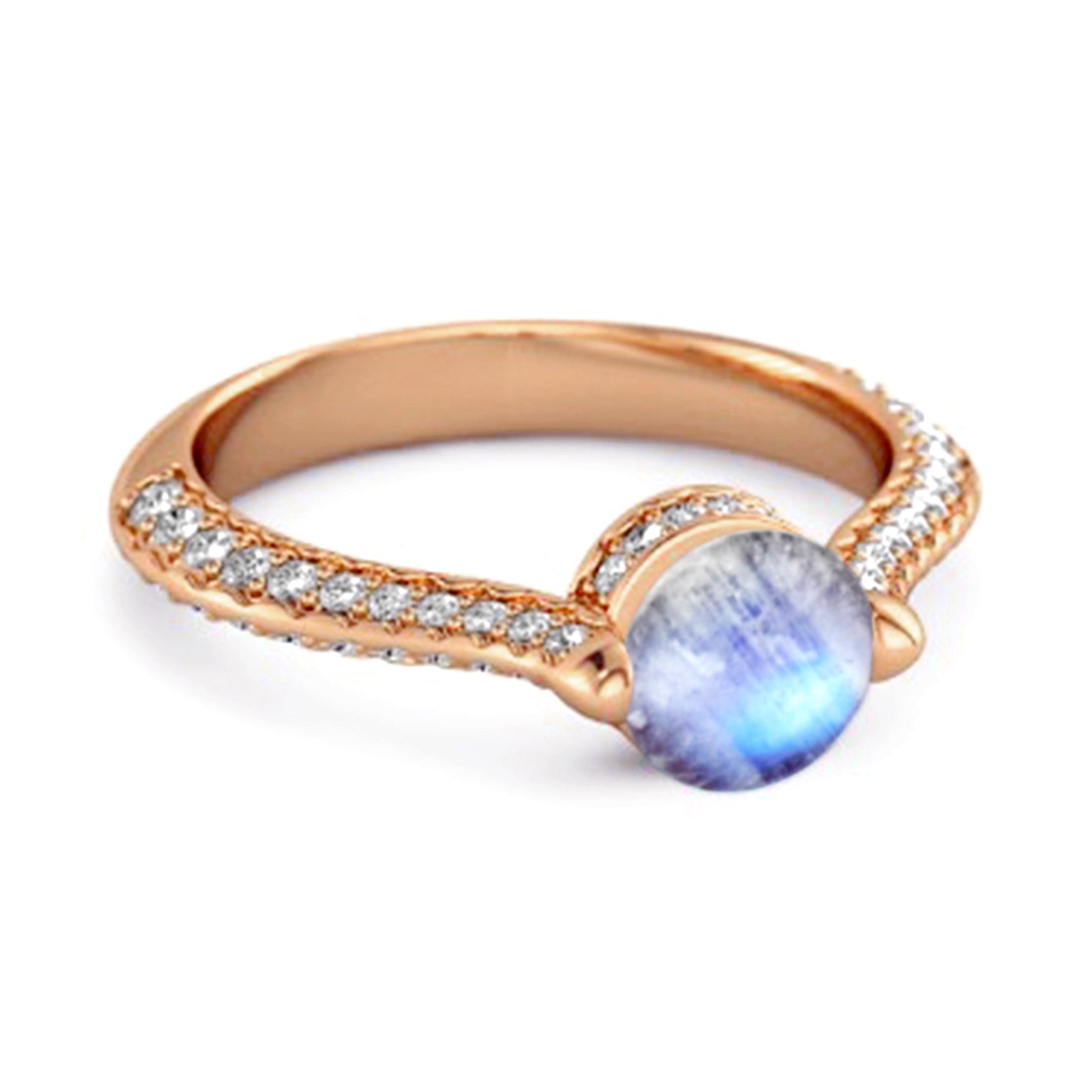 Moonstone Pavé Split Band Ring - Sterling Silver