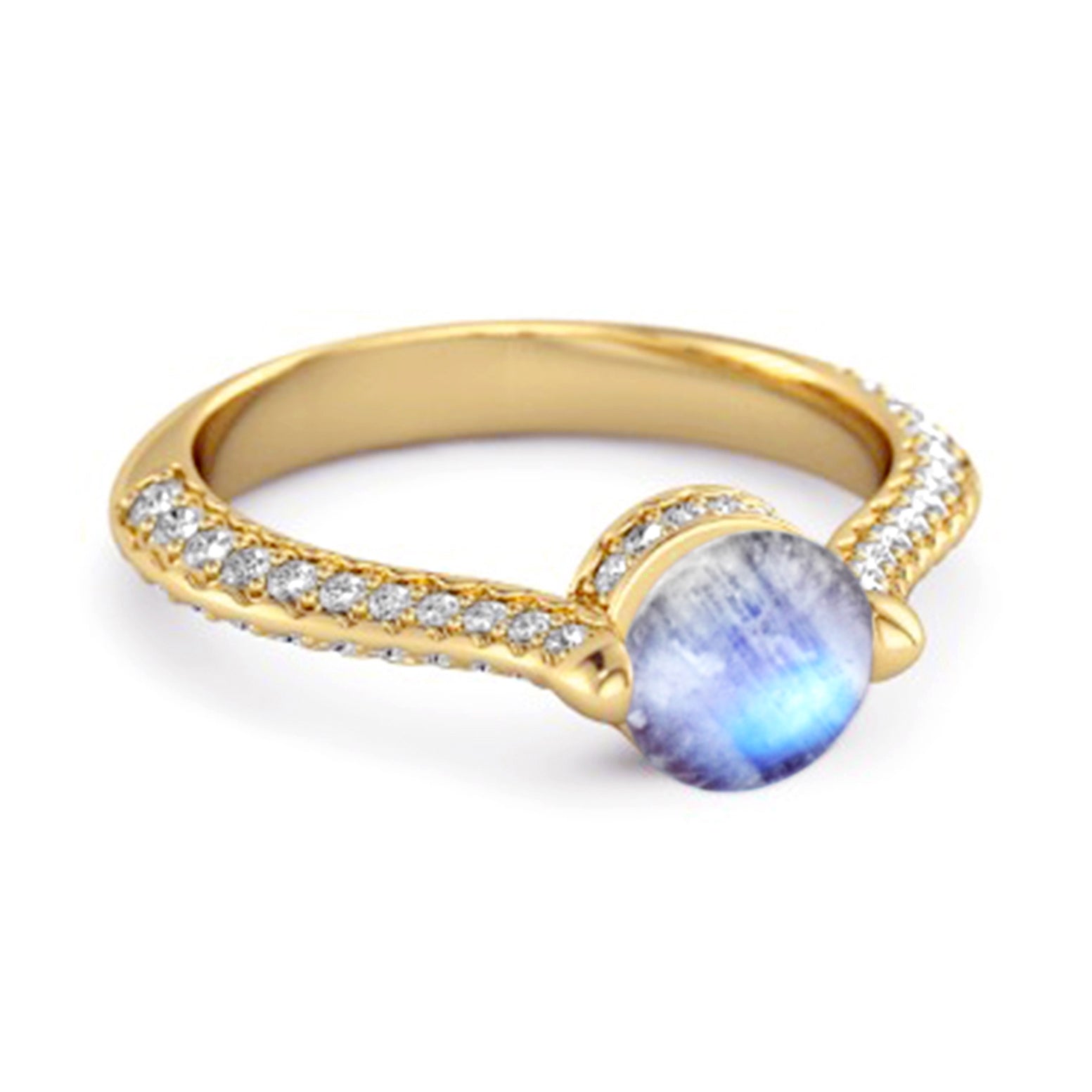 Moonstone Pavé Split Band Ring - Sterling Silver