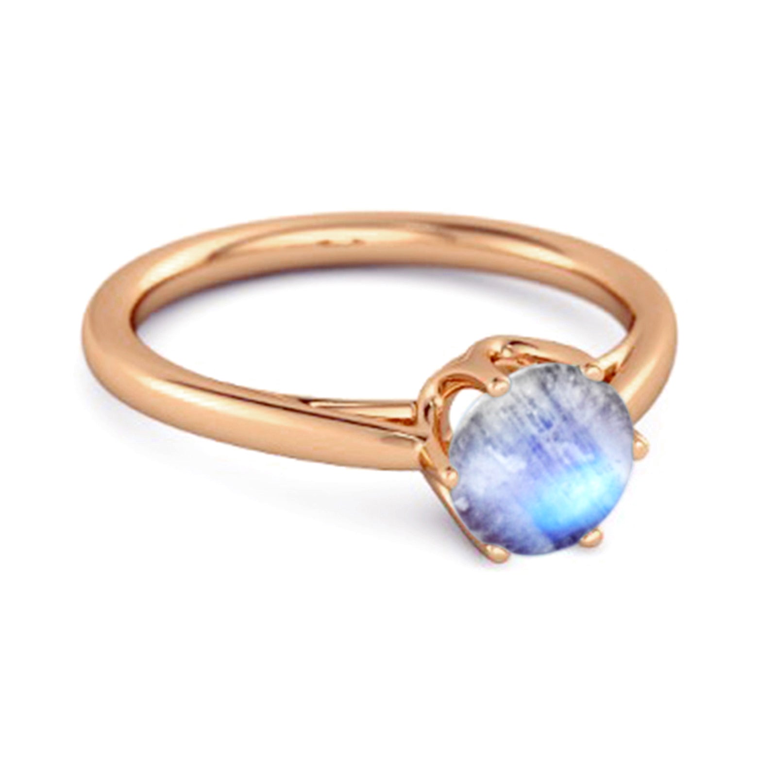Moonstone Minimalist Solitaire Ring - Sterling SIlver