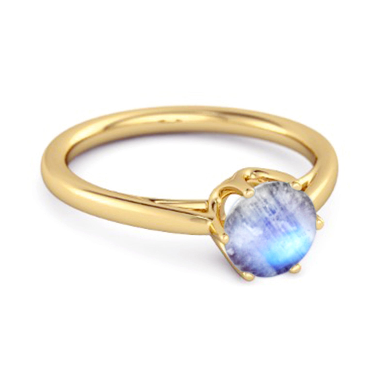 Moonstone Minimalist Solitaire Ring - Sterling SIlver
