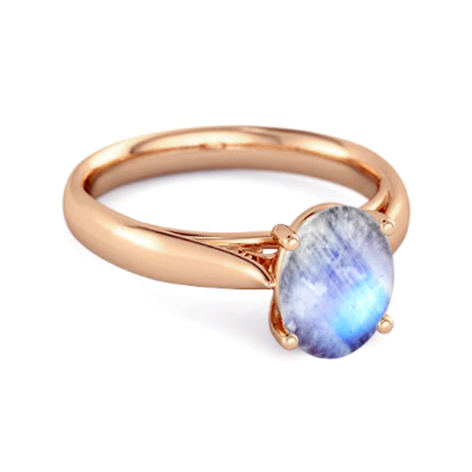Moonstone Classic Solitaire Ring - Sterling Silver