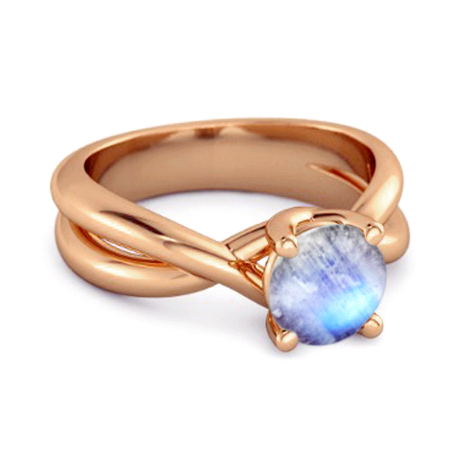 Moonstone Crisscross Band Ring - Sterling Silver