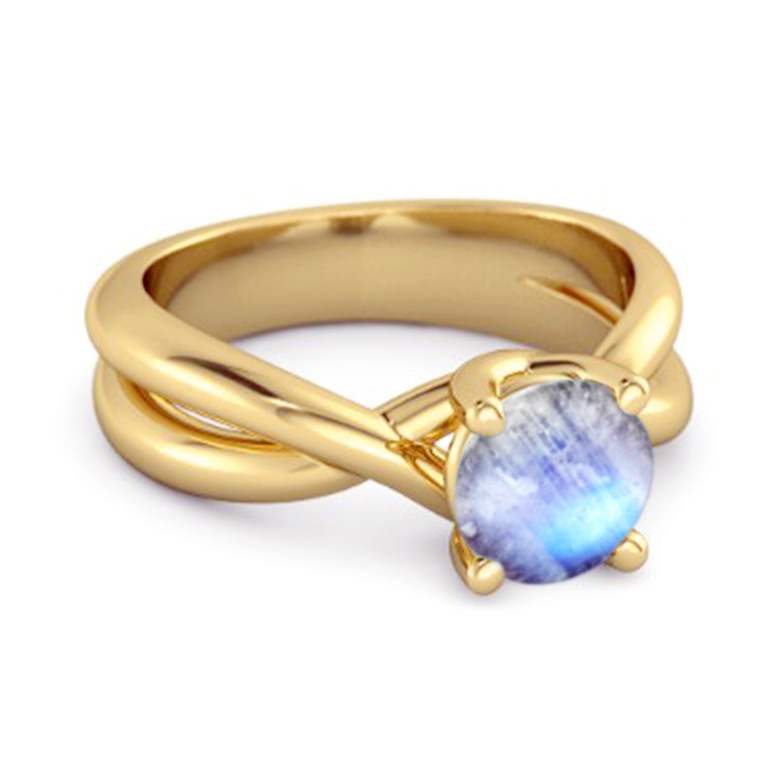 Moonstone Crisscross Band Ring - Sterling Silver