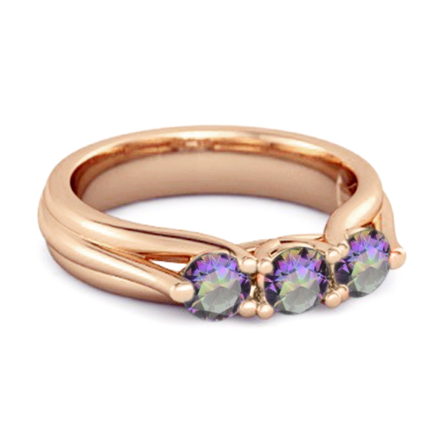 Mystic Topaz Three Stone Ring – Sterling Silver