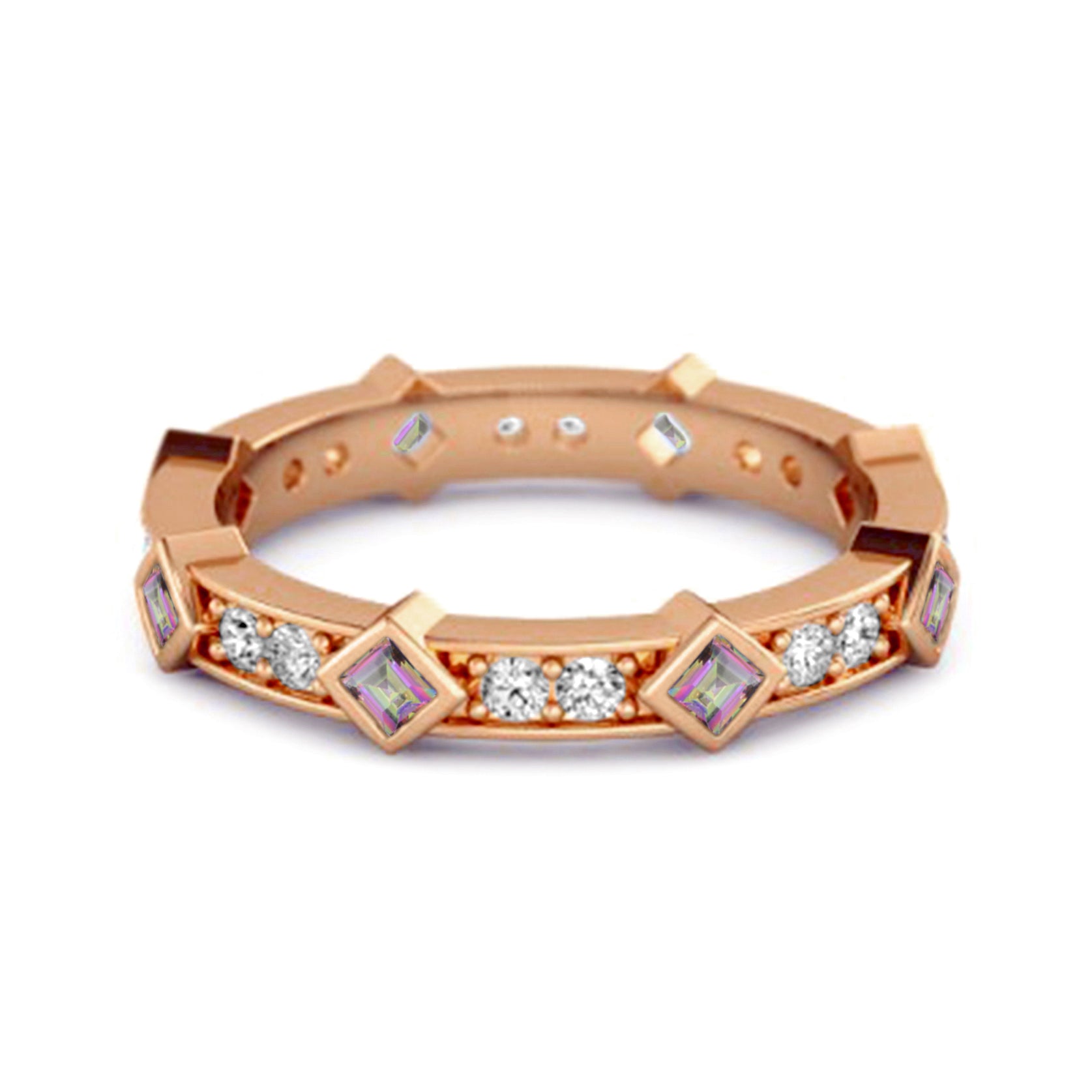 Mystic Topaz Eternity Band Ring – Sterling Silver