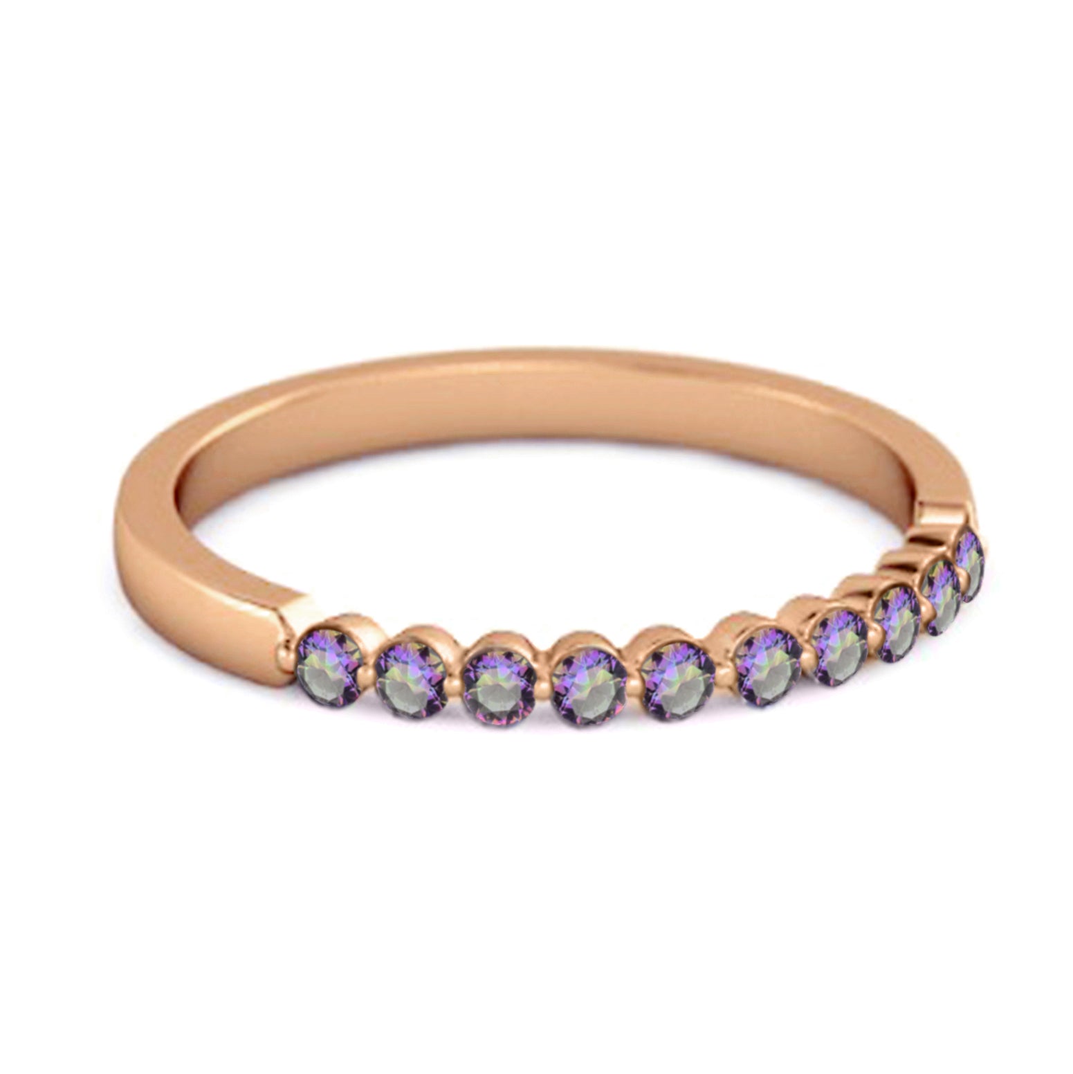 Mystic Topaz Half Eternity Design Band Ring – Sterling Silver